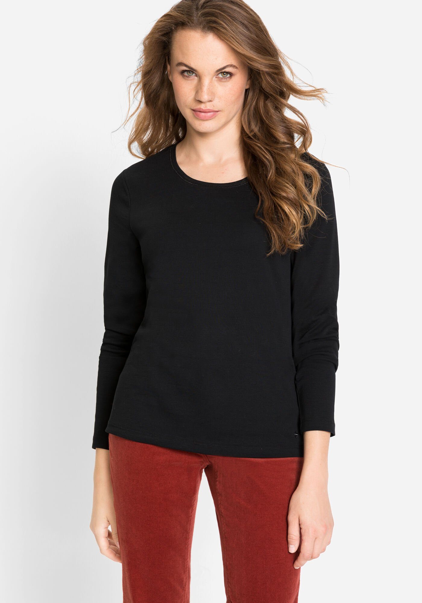 Olsen Rundhalsshirt Edda mit Rundhalsausschnitt Black