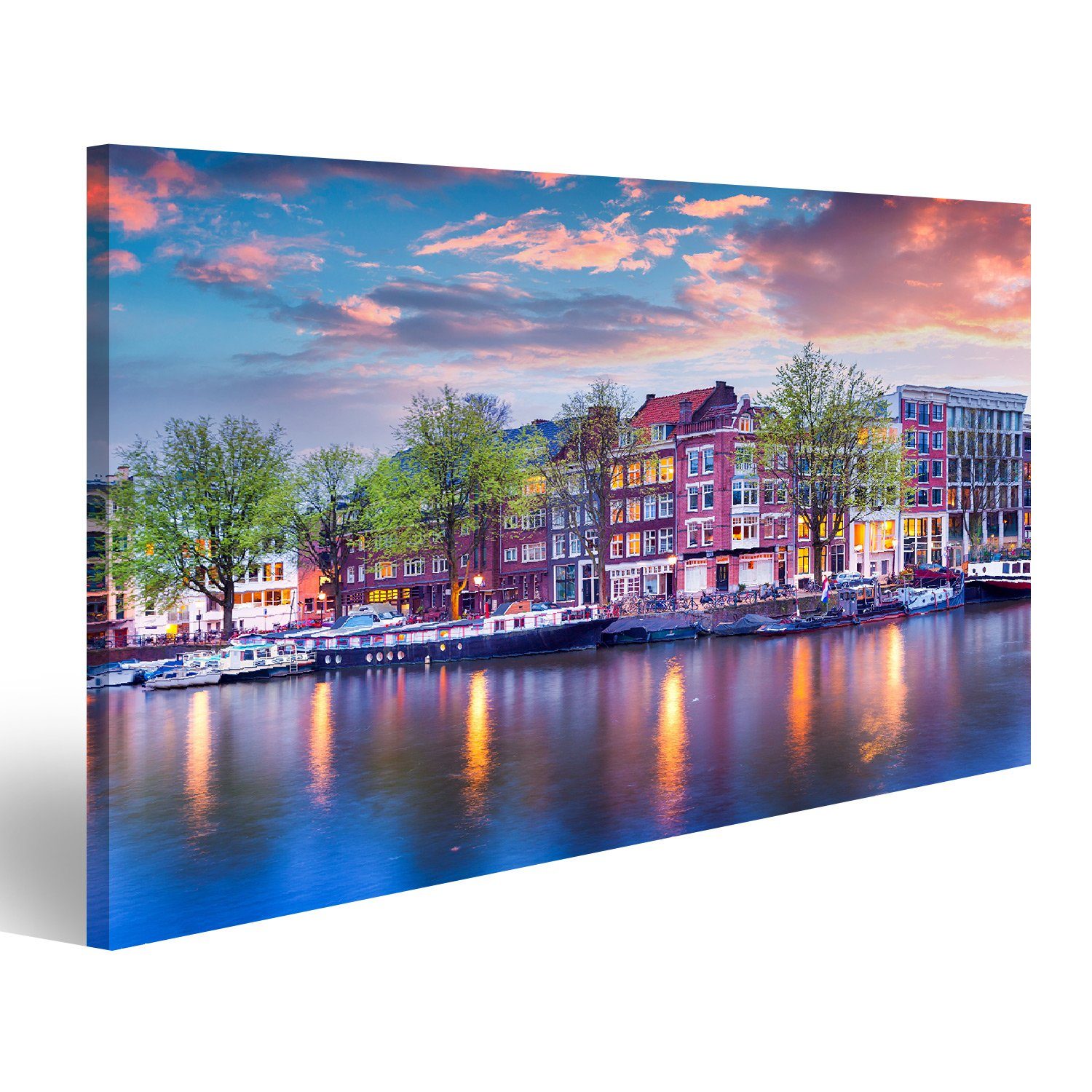 islandburner Leinwandbild Bild auf Leinwand Amsterdam Grachten Holland Wandbild Leinwandbild Wan