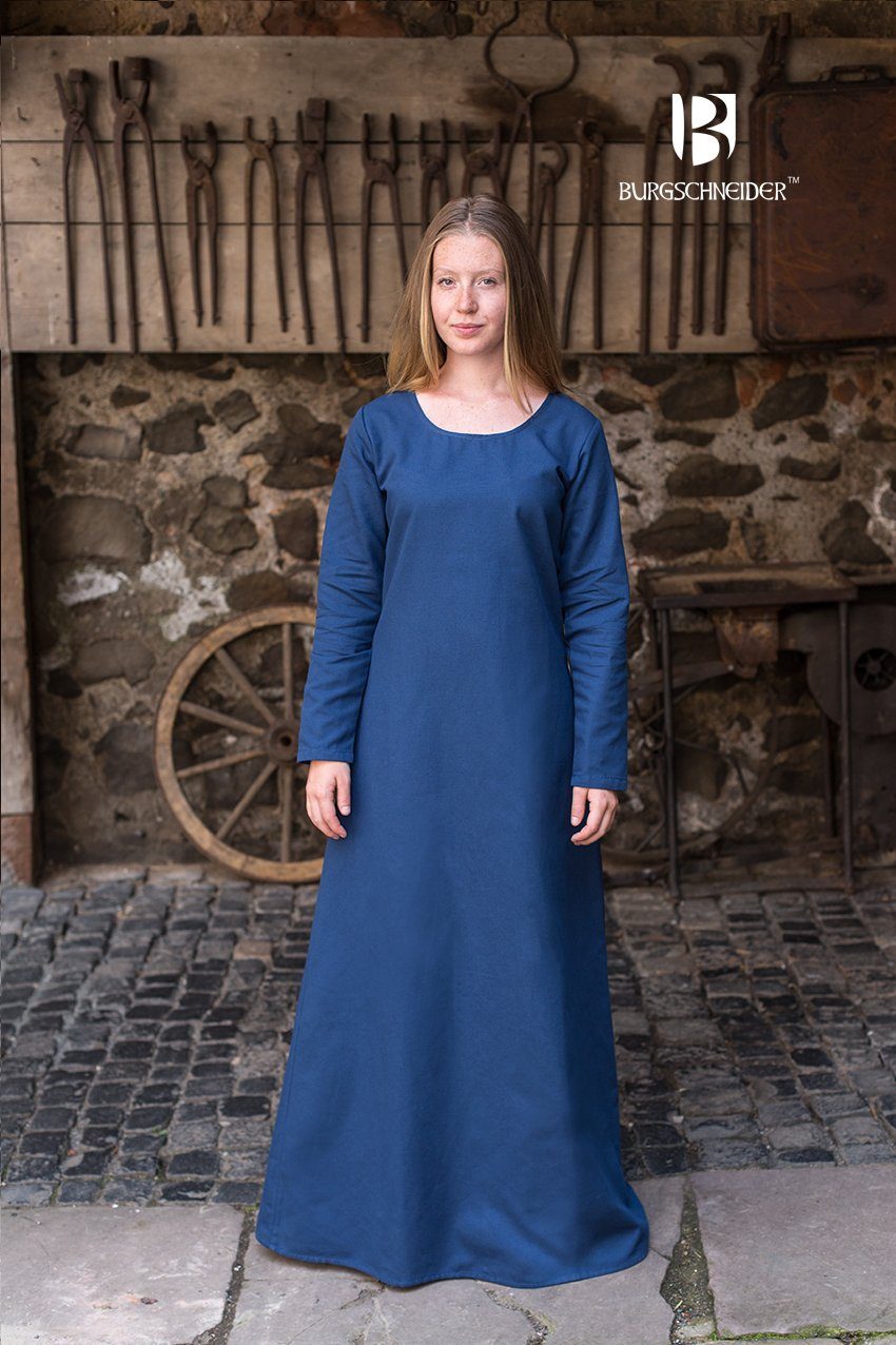 Burgschneider Ritter-Kostüm Mittelalter Kleid Typ Unterkleid Freya Waidblau L