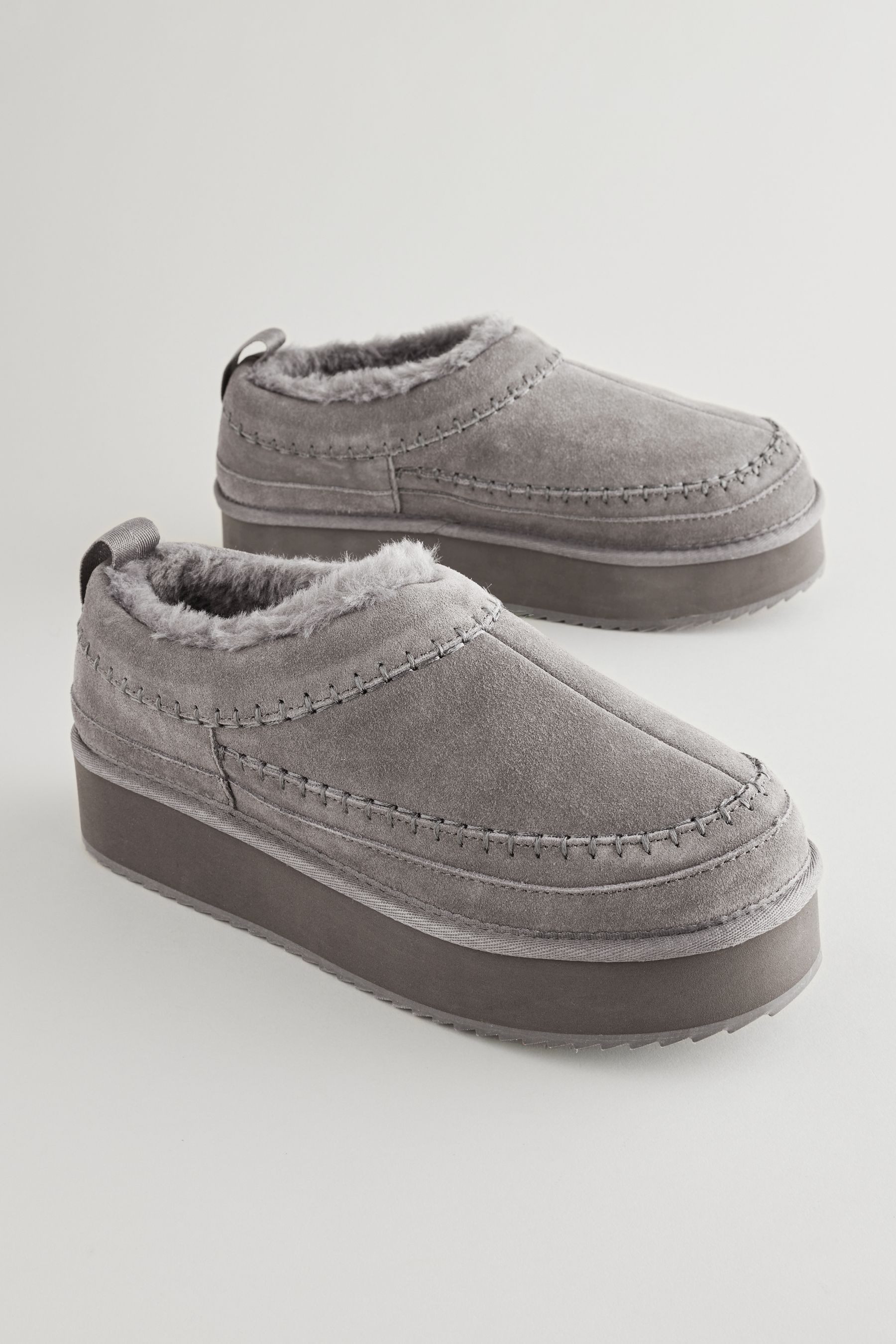 Next Forever Comfort® Leder-Schlupfschuhe, Borgfutter Slipper günstig online kaufen