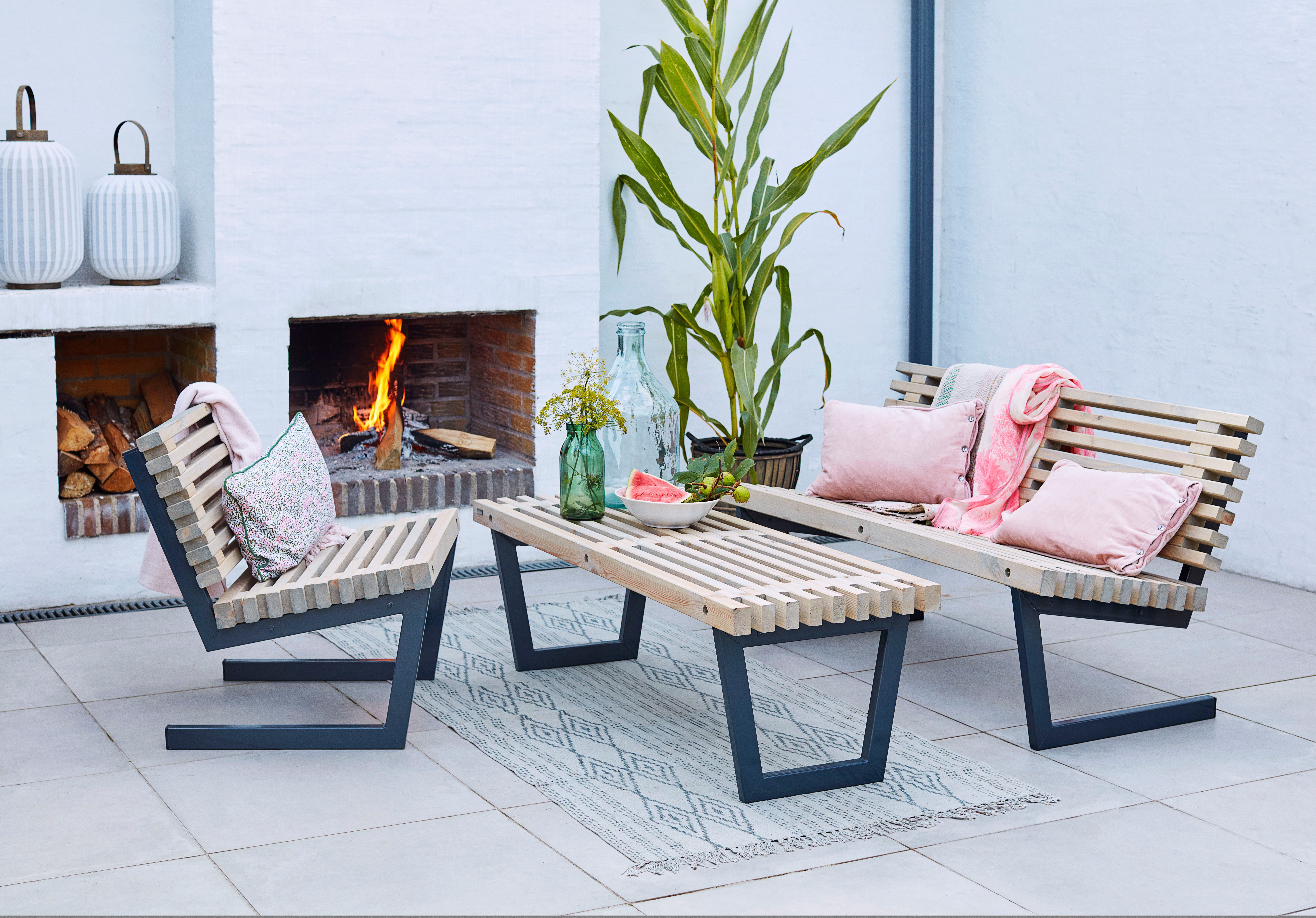 PLUS Gartenlounge-Set »Siesta« Loungeset 1, (3-tlg), bestehend aus: Sofa, Stuhl und Bank/Tisch