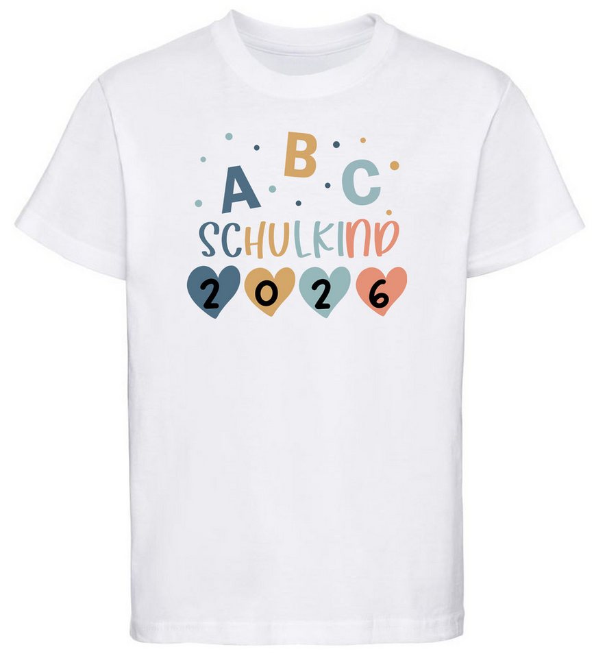 MyDesign24 T-Shirt Kinder Einschulungs T-Shirt 2026 ABC Schulkind weiß kurzarm Regular Fit print Shirt i779