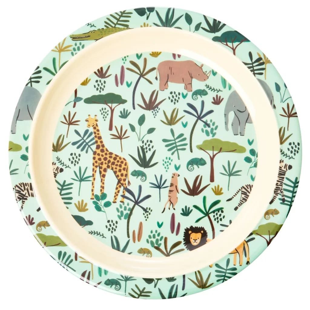 rice Geschirr RICE Тарелки - All Over Jungle Animals Print, Melamin, Farbe: grün