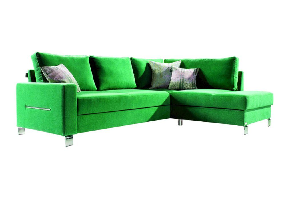 JVmoebel Ecksofa Design Ecksofa L-Form Sofa Couch Polster Schlafsofa Textil Grün