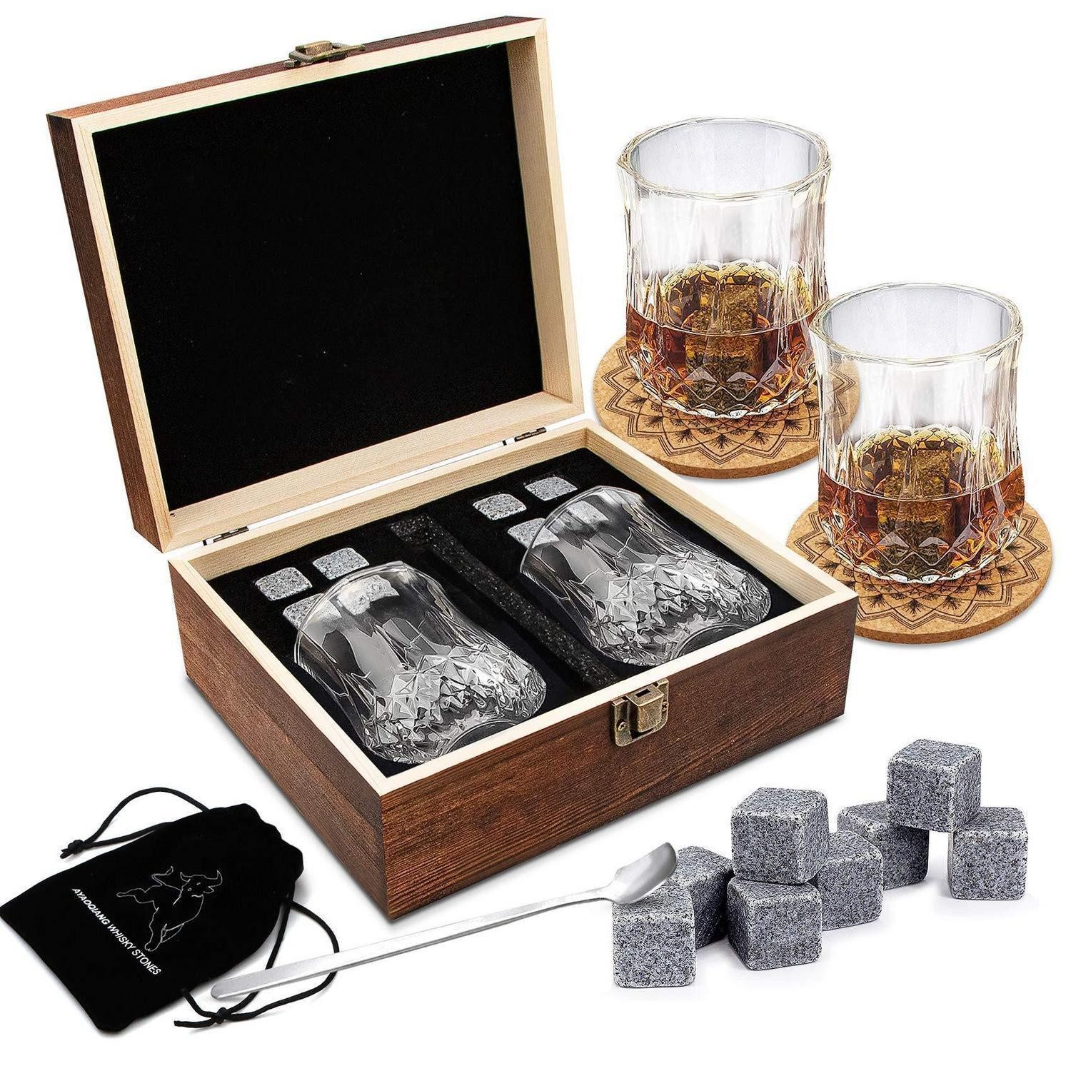 LuxusKollektion Geschenkbox Whisky Steine Geschenkset mit Gläsern