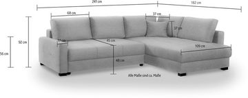 exxpo - sofa fashion Ecksofa Chester, L-Form, 2 Teile, mit Boxspring/Federkern-Polsterung, Bettfunktion u. Bettkasten