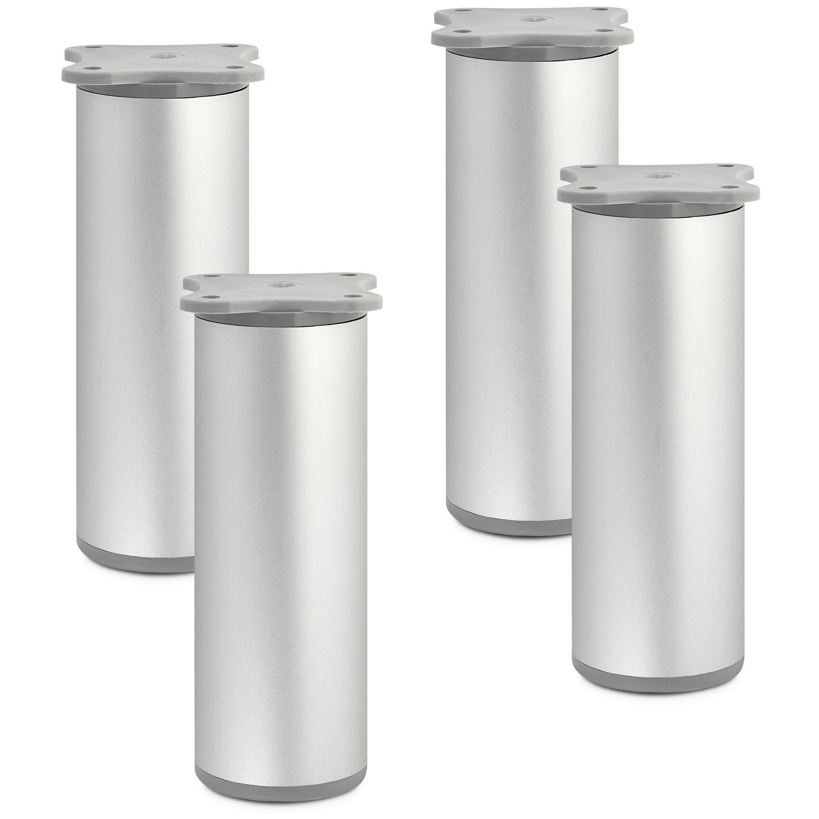SO-TECH® Möbelfuß ECHO Silberoptik eloxiert, höhenverstellbar, Aluminium, (4-St), Höhe 120 mm