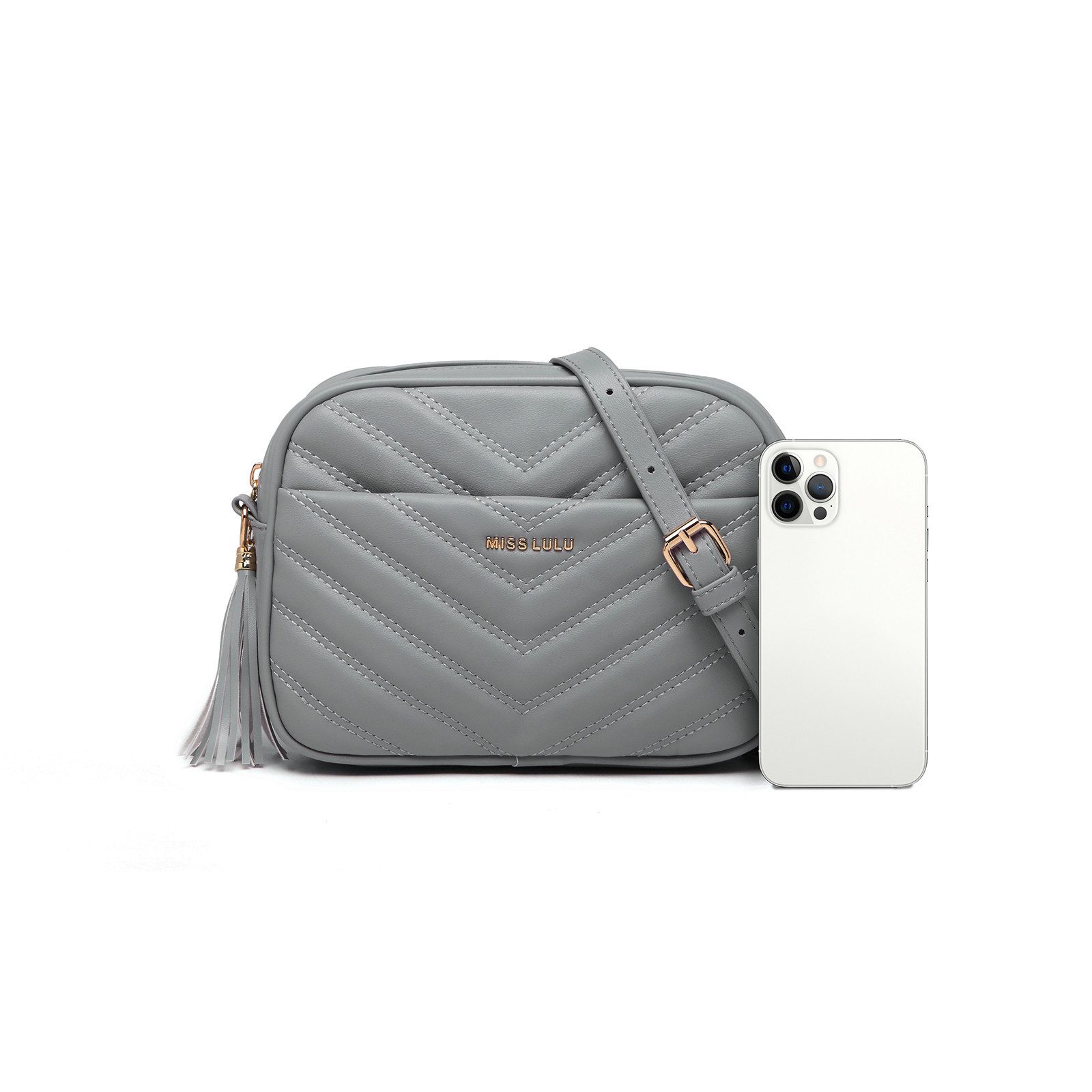 Miss Lulu Schultertasche Umhängetasche Damen mit Goldener Hardware – Mittelgroße Crossbody Bag