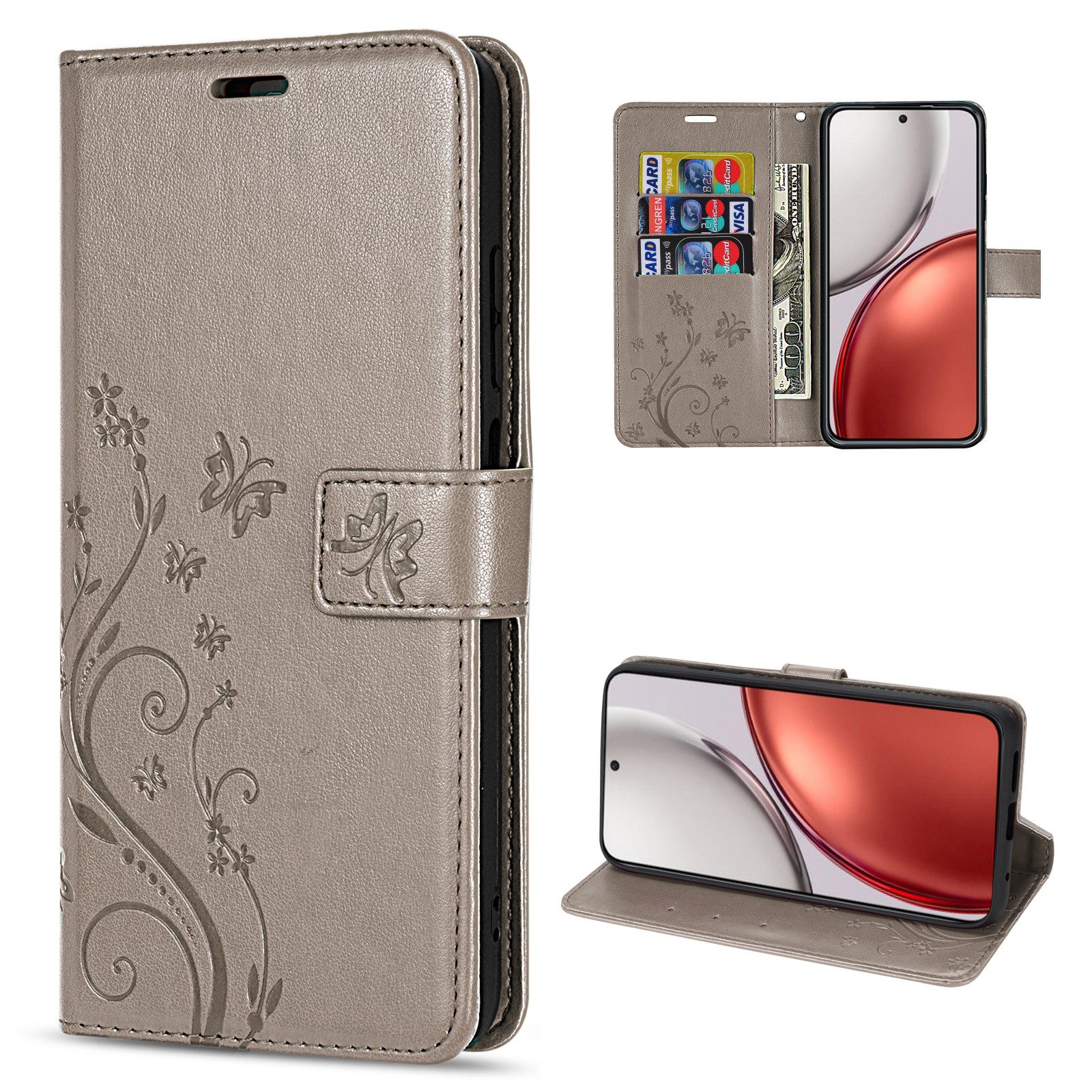 betterfon Handyhülle für Honor Magic 8 Lite Hülle Klapphülle Wallet Case Flip Cover Tasche, Klapptasche mit Magnetverschluss 3 Kartenfächer & Standfunktion