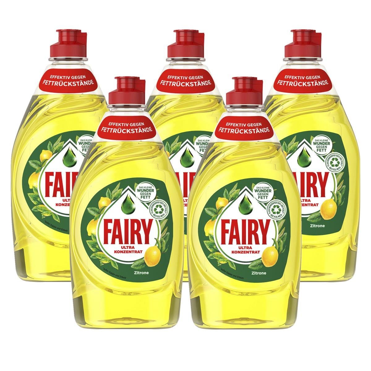 Fairy Fairy Spülmittel Ultra Konzentrat Zitrone 450ml - Gegen Fett (5er Pack Geschirrspülmittel