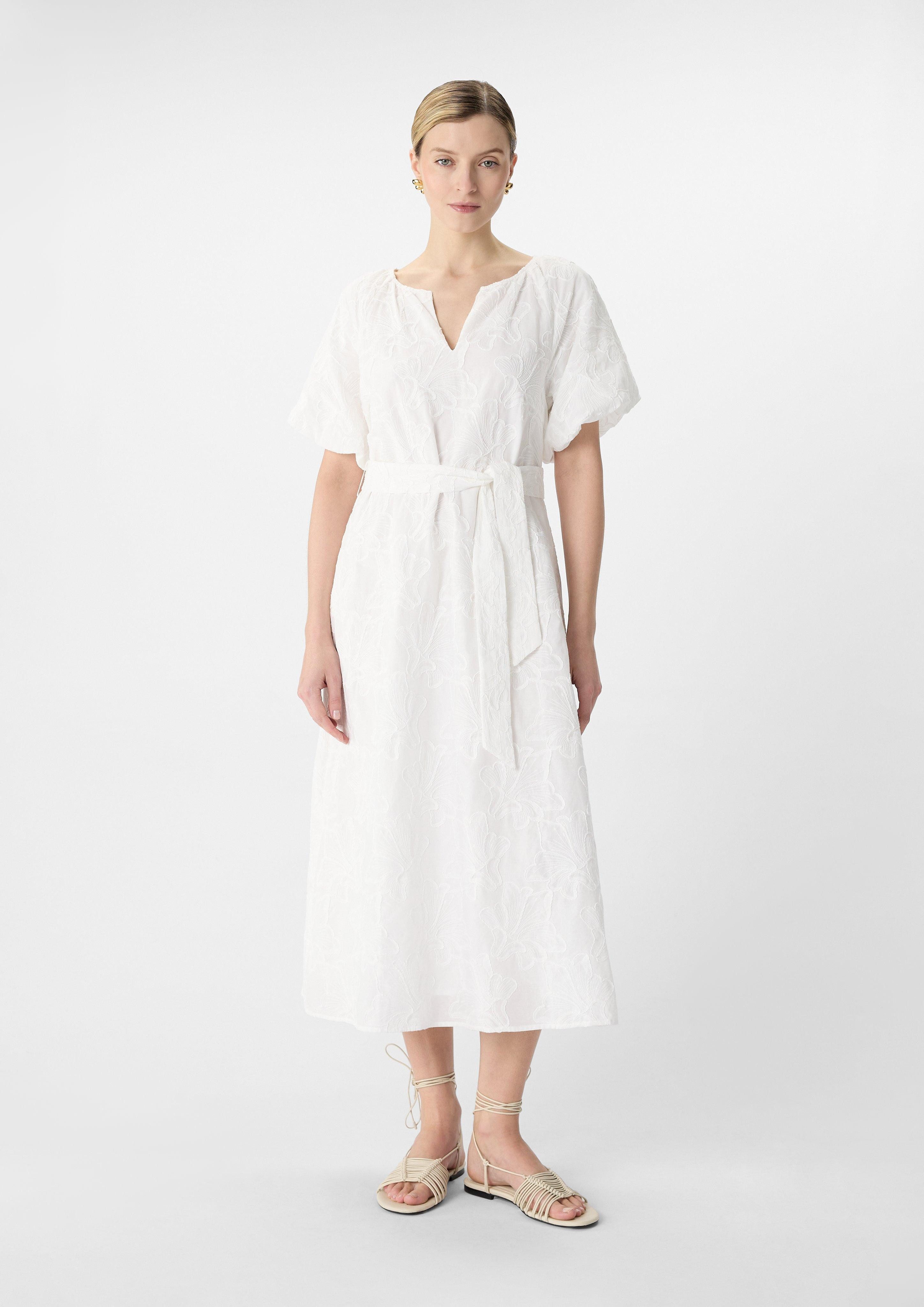 Maxikleid Midi-Kleid aus Viskose mit Stickerei und Ballon-Ärmeln