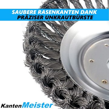 MAVURA Motorsensenmesser KantenMeister Freischneider Unkrautbürste für Motorsense, Wildkrautbürste Profi Fugenbürste Unkraut entferner 25,4 X 150mm