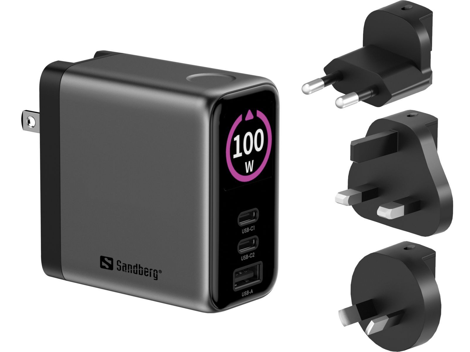 Sandberg Netzteil - PD 100 W, display - ac 100 Smartphone-Ladegerät