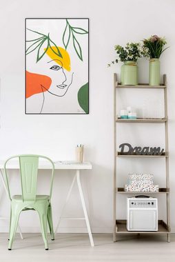 KUNSTLOFT Gemälde Botanical Heart 60x90 cm, Leinwandbild 100% HANDGEMALT Wandbild Wohnzimmer