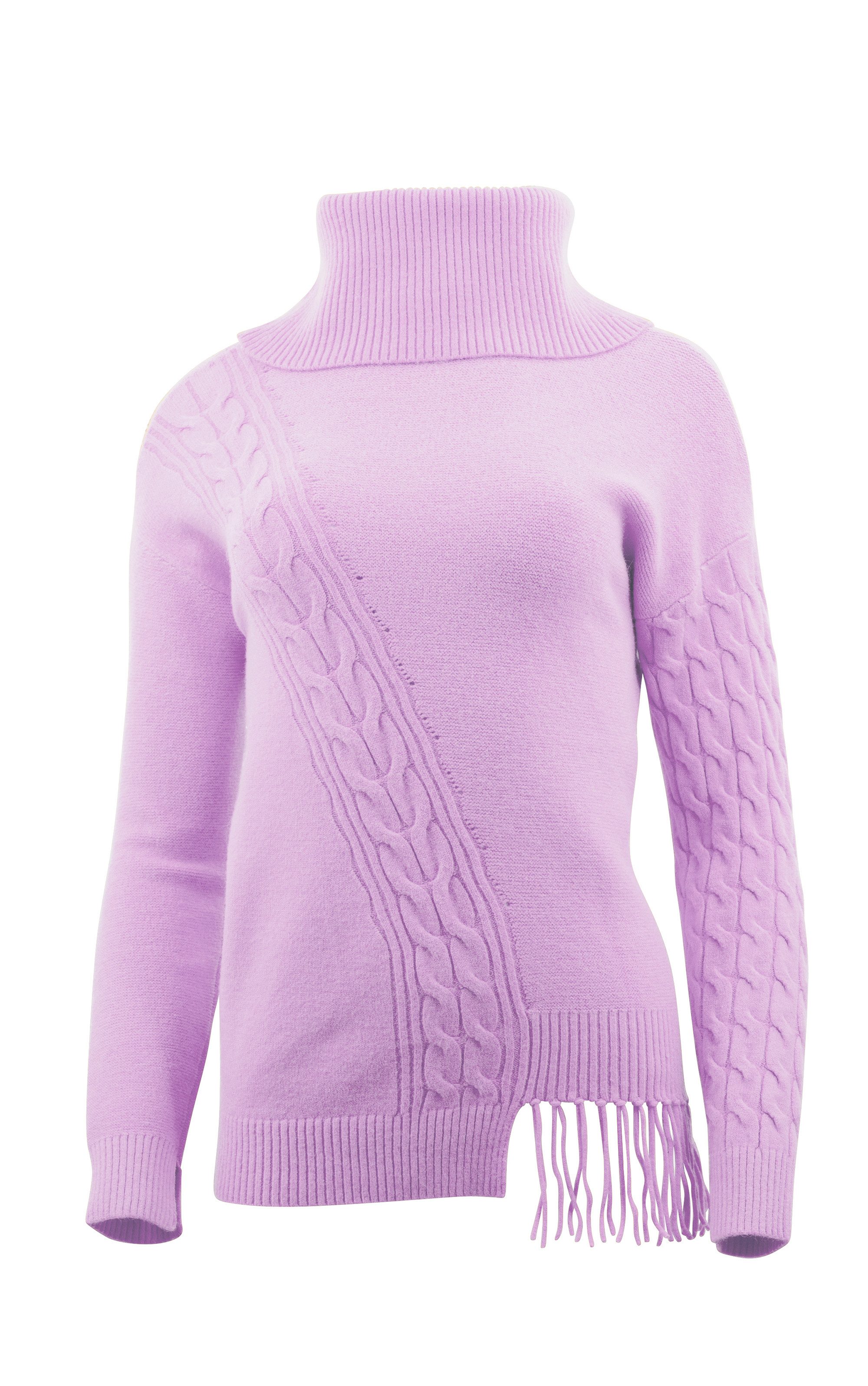 Passioni Rollkragenpullover mit Zopfmusterdetails und Fransen günstig online kaufen