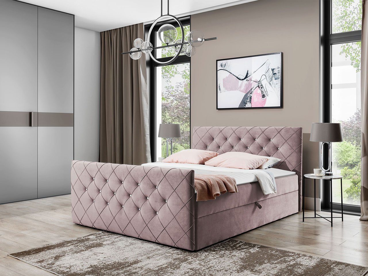 MIRJAN24 Boxspringbett Malaga (Polsterkopfteil, Fußteil, Matratze günstig online kaufen