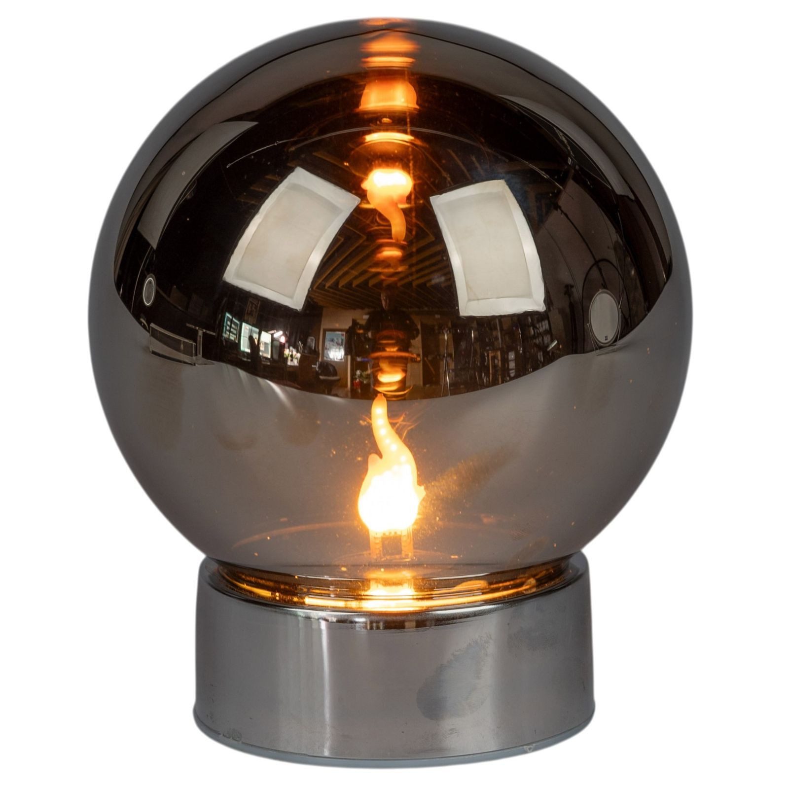 formano LED Dekolicht LED Deko-Kugel Magic Flame Silber Glas 15 cm Timer Flammeneffekt, LED fest integriert