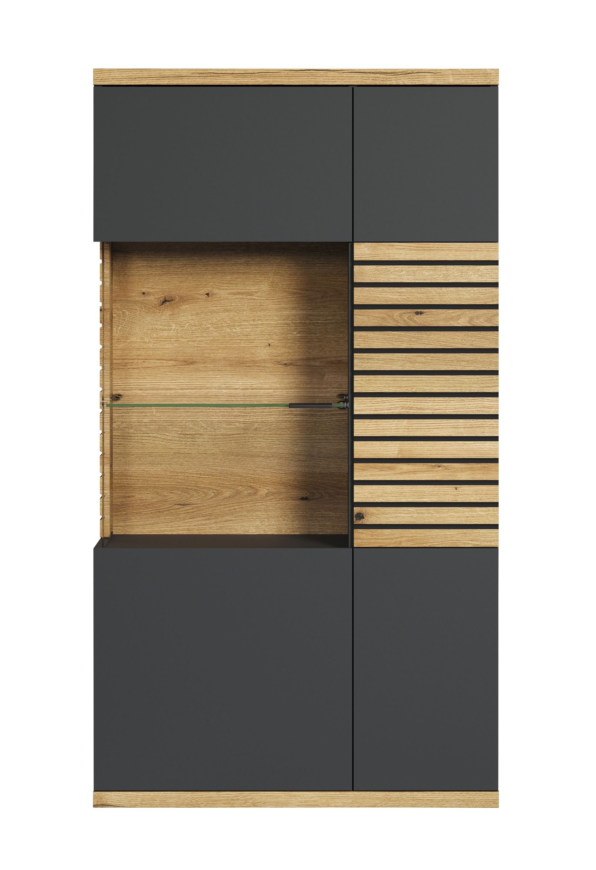 trendteam Highboard (Highboard), Vitrine Schhrank mit Glasböden 80 x 146 x 37 cm