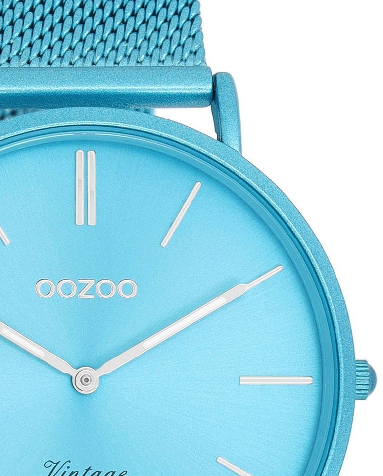 OOZOO Quarzuhr C20331, Metallgehäuse, hellblau IP-beschichtet, Ø ca. 40 mm