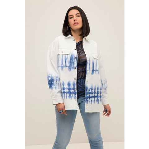 Studio Untold Hemdbluse Jeanshemd oversized Batik Streifen Hemdkragen