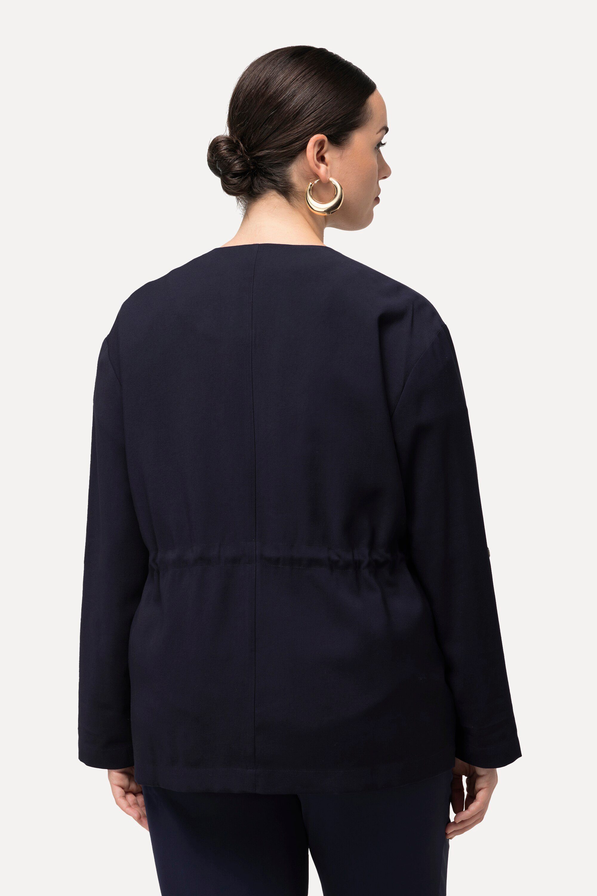 Ulla Popken Kurzjacke Jacke Tunnelzug Rundhals 3/4-Arm