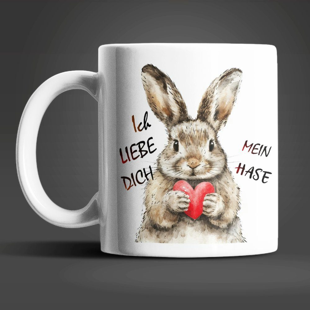 WS-Trend Tasse Hase Bunny Ich Liebe Dich Valentinstag Kaffeetasse Geschenkidee, Keramik, 330 ml