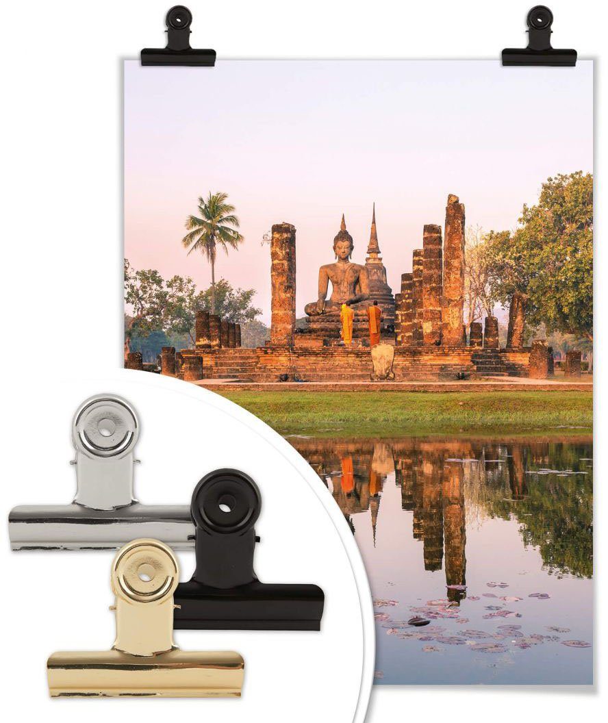 Wandbild, Poster Wall-Art Sukhothai, (1 Tempel Gebäude Bild, Wandposter Buddhistischer Poster, St),