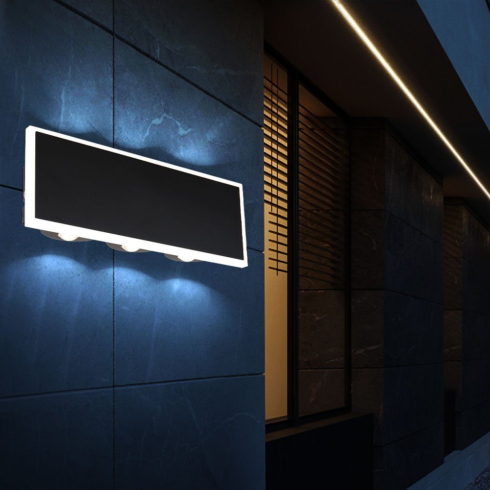 Globo Außen-Wandleuchte, Wandleuchte Außenlampe Gartenleuchte LED Wandlampe Metall Schwarz Balkonleuchte | Wandleuchten