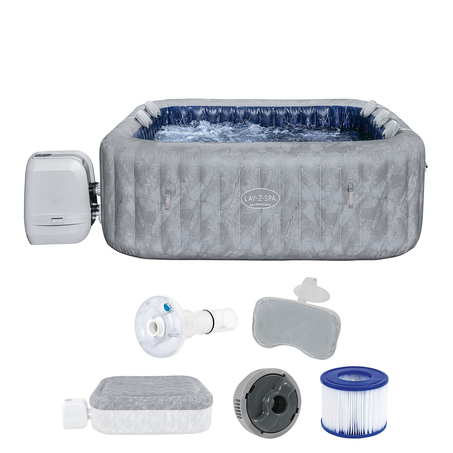 Bestway Whirlpool LAY-Z-SPA® San Francisco HydroJet Pro™, (Set, Inkl. App-Steuerung, für max. 7 Personen), 230 x 230 x 71 cm