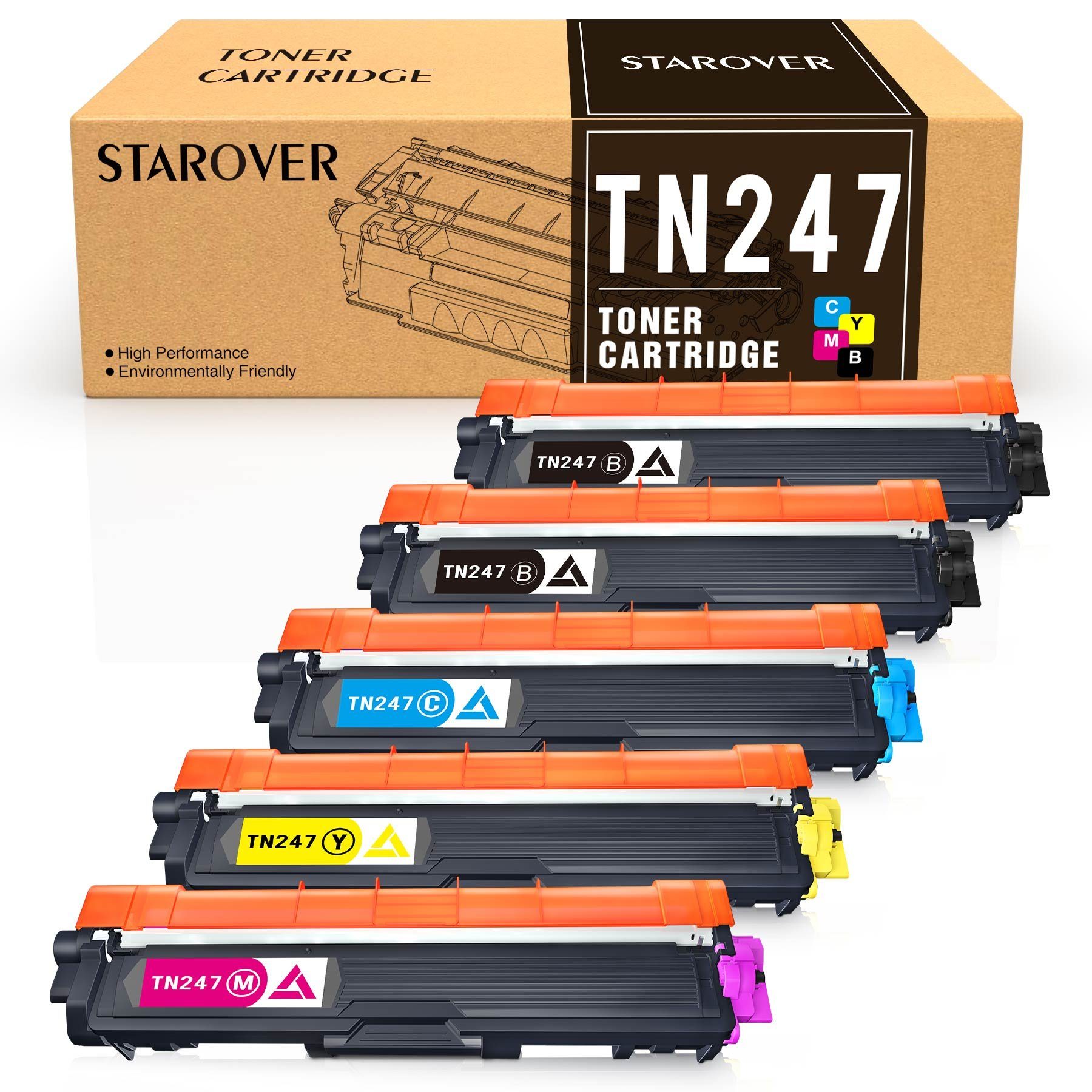 STAROVER Tonerkartusche 5er-set Kompatible für Brother TN 243 TN247 Multipack, (Kompatibel für Brother TN-247 TN 243 MFC-L3770CDW HL-L3230CDW HL-L3210CW), HL-L3270CDW MFC-L3710CW MFC-L3730CDN L3510CDW