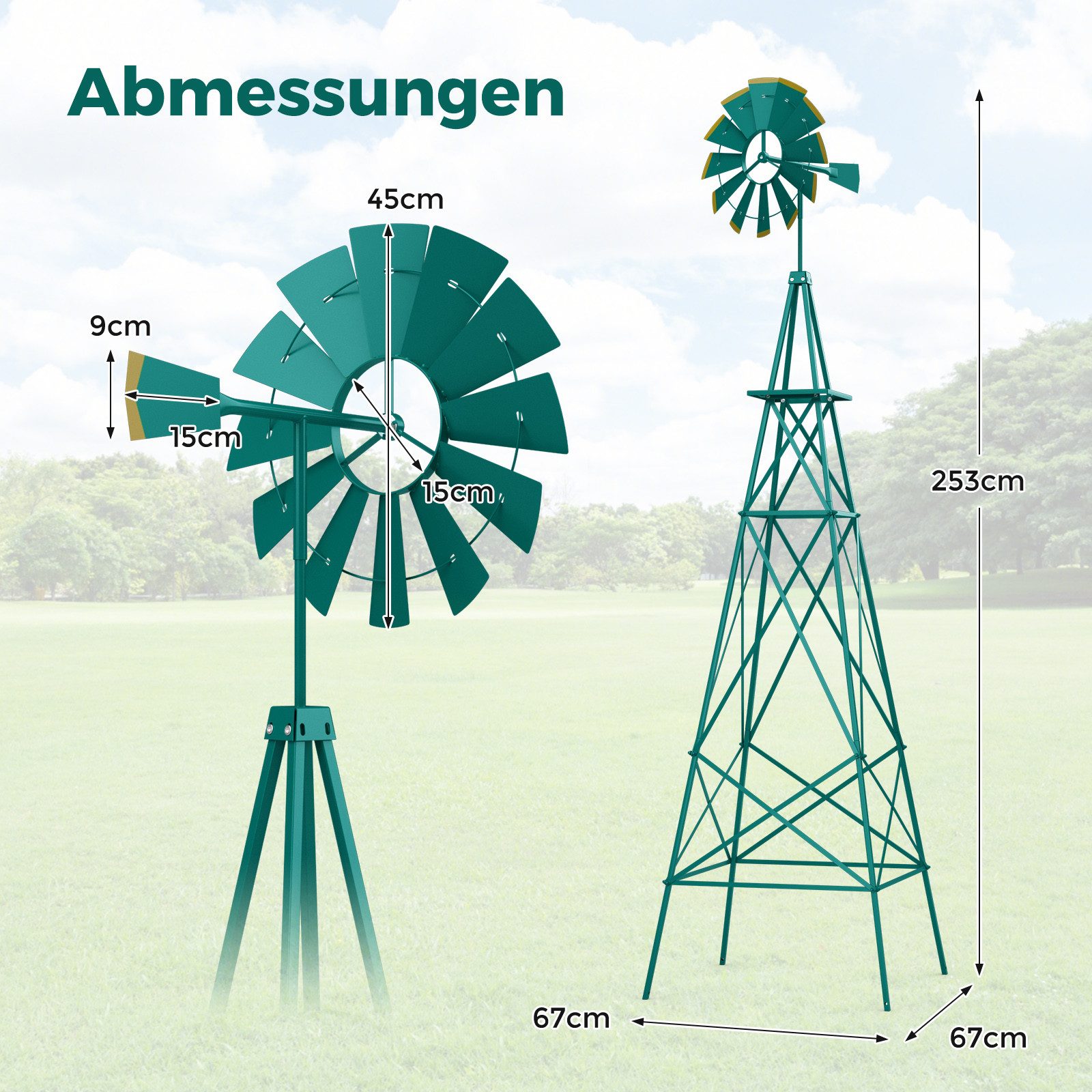 KOMFOTTEU Deko-Windrad, Höhe 253 cm Windspiel günstig online kaufen