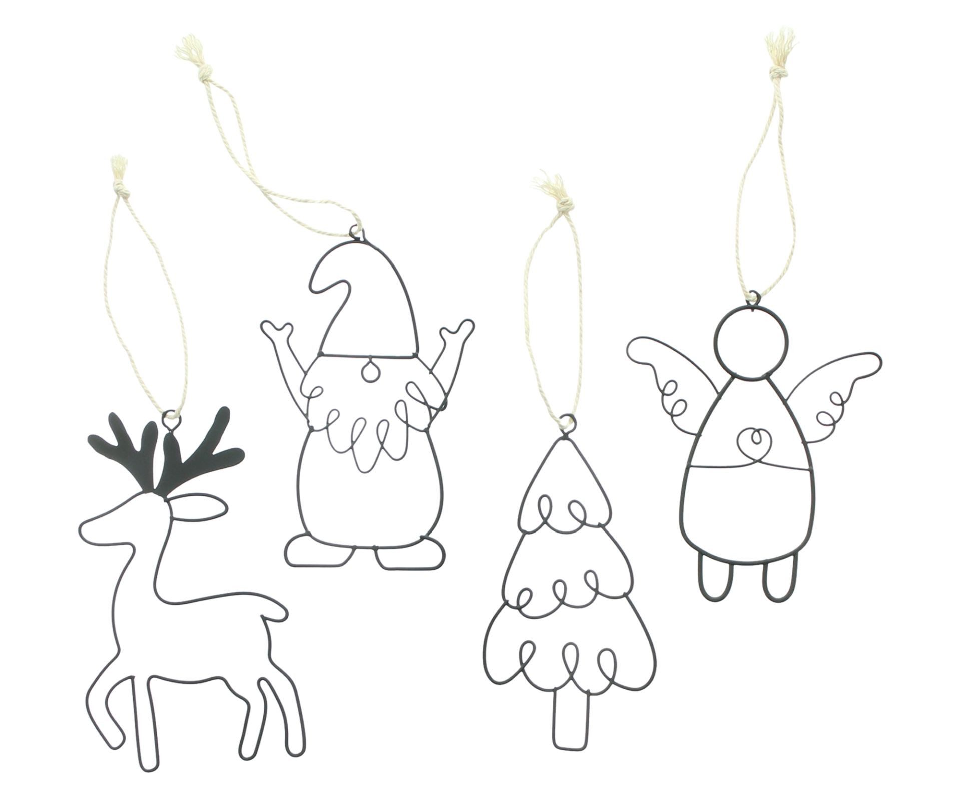 Home-trends24.de Dekohänger Hänger Rentier Engel Tanne Baumschmuck Anhänger Weihnachten Deko 4er (4 St)