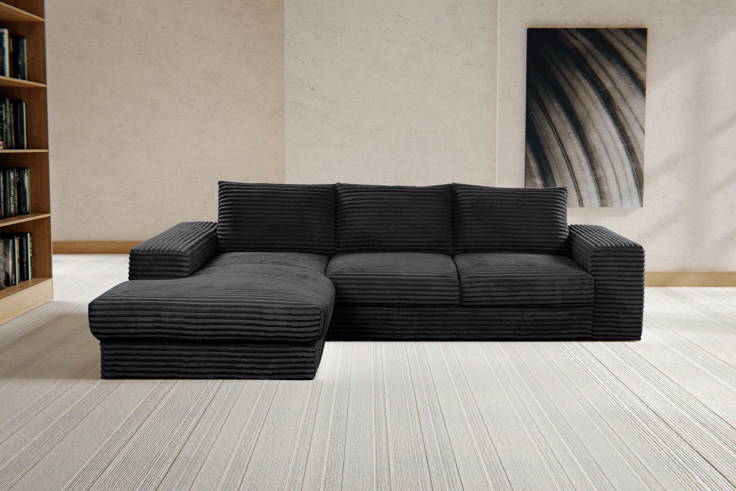 WERK2 Ecksofa Rozzana L-Form, Design Ecksofa mit hohem Komfort in trendig-weichem Cord & Breitcord