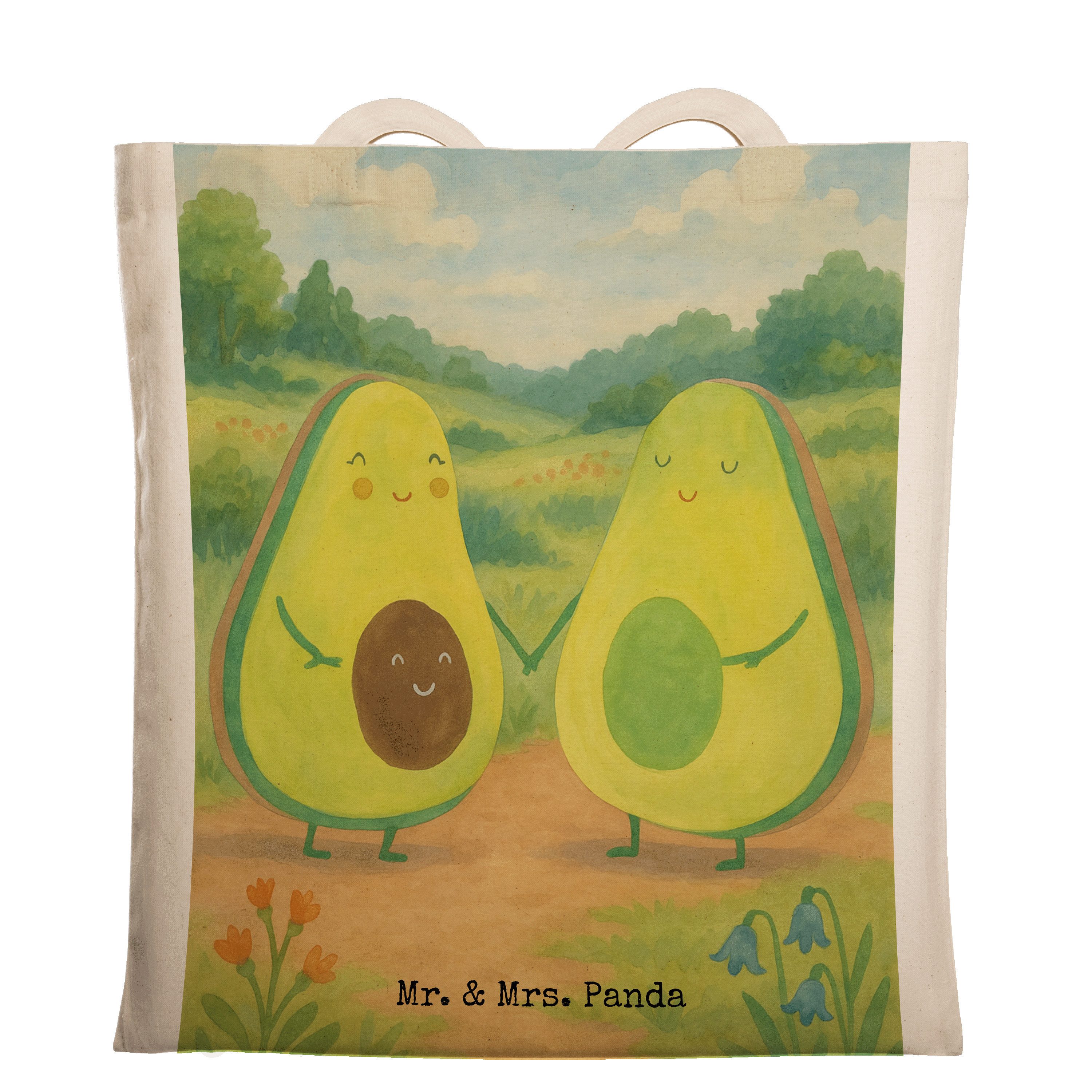 Tragetasche Avocado Pärchen Design, Tote Bag, Weiß, Hochzeit, Schultasche, Bag, L