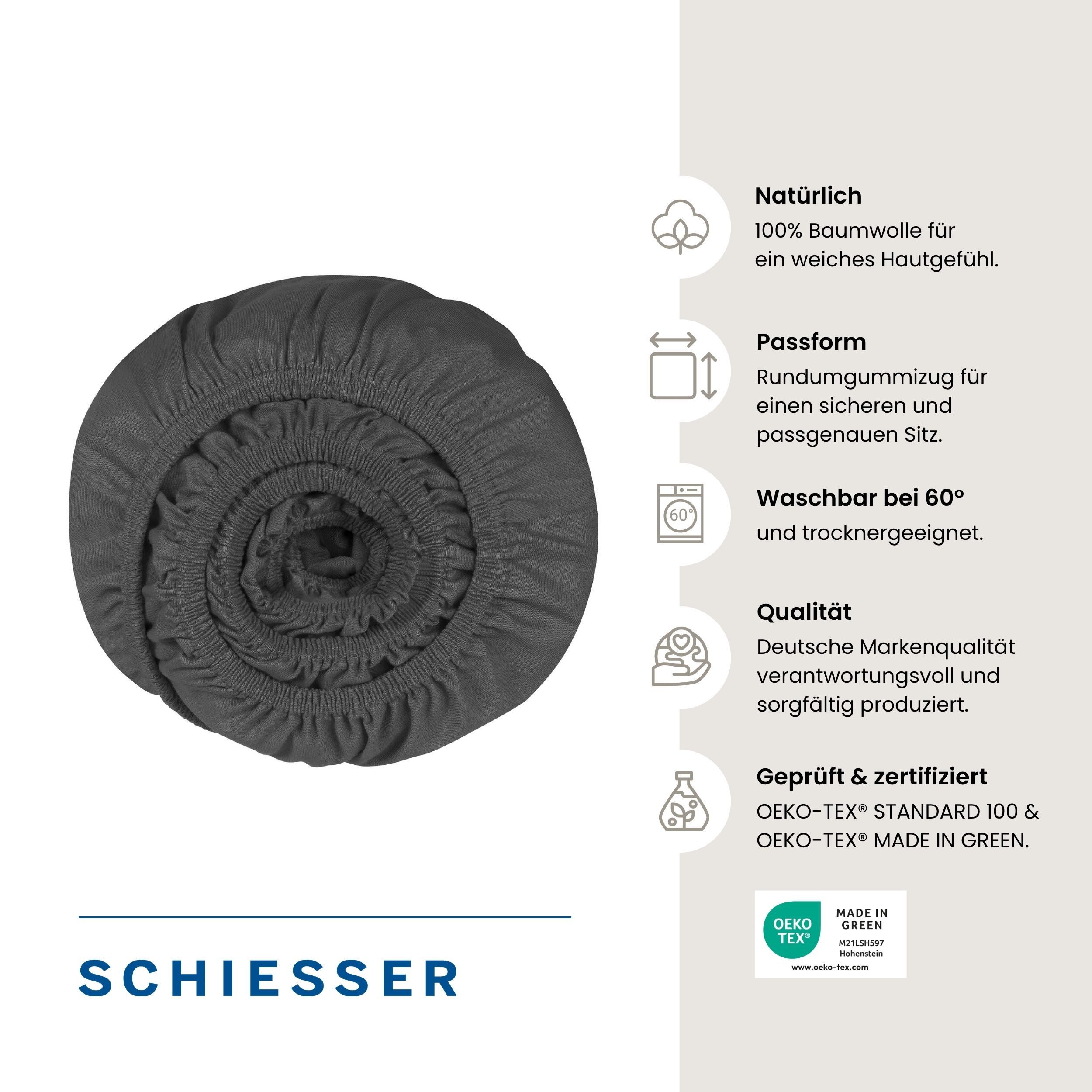 Schiesser Spannbettlaken Jessi aus 100% Baumwolle, Jersey, Gummizug: rundum, (1 Stück), für Matratzen bis zu 22 cm Höhe, OEKO-TEX® MADE IN GREEN – Bild 2 von 5
