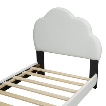 OKWISH Kinderbett Stauraumbett Bett Polsterbett Gästebett (90*200cm, mit Lattenrost mit wolkenförmiger Rückenlehne Jungen- und Mädchenbett), ohne Matratze