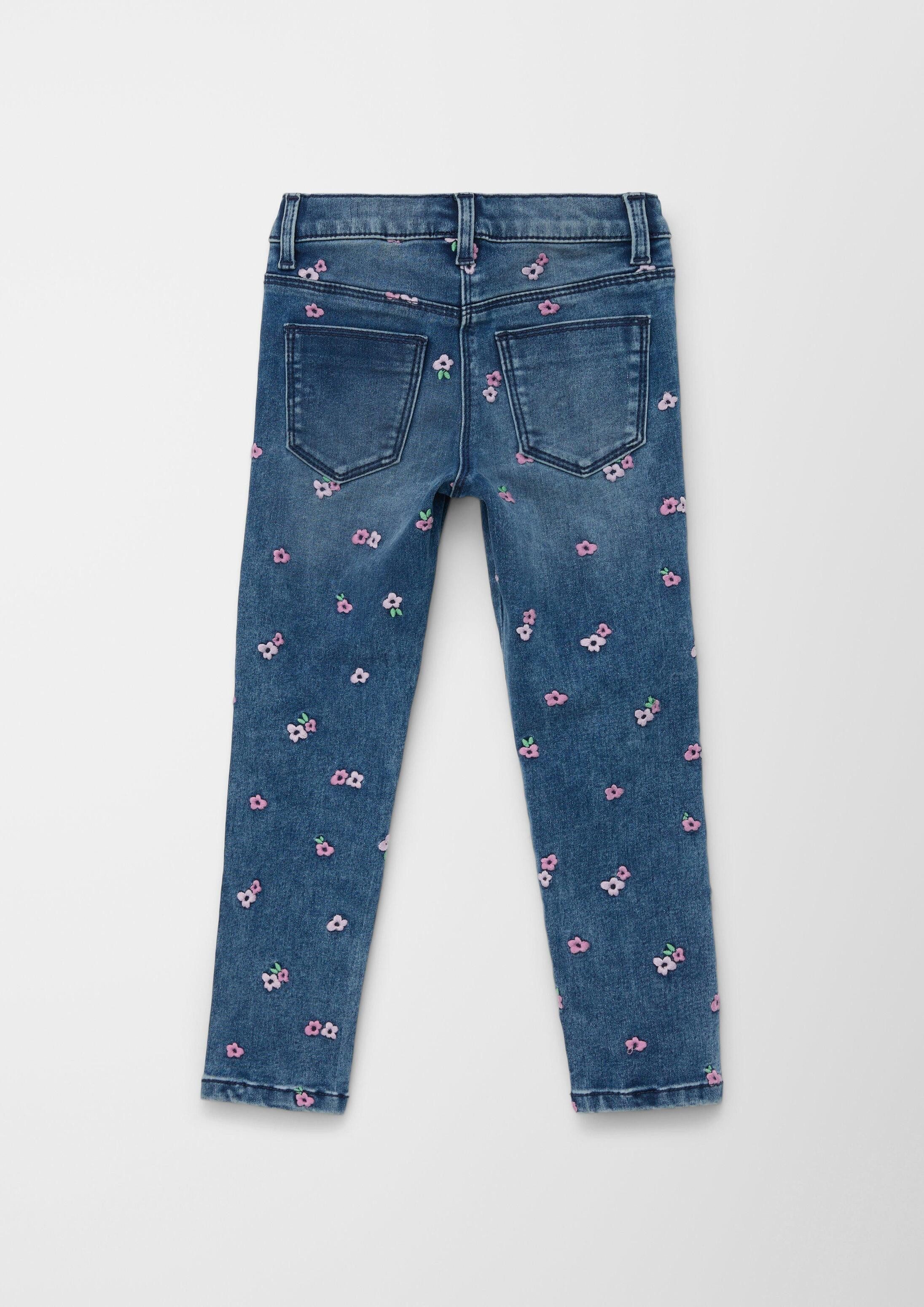 s.Oliver Slim-fit-Jeans Jeans-Hose Jeans / Slim Fit / High Rise / Slim Leg / Blumenstickerei