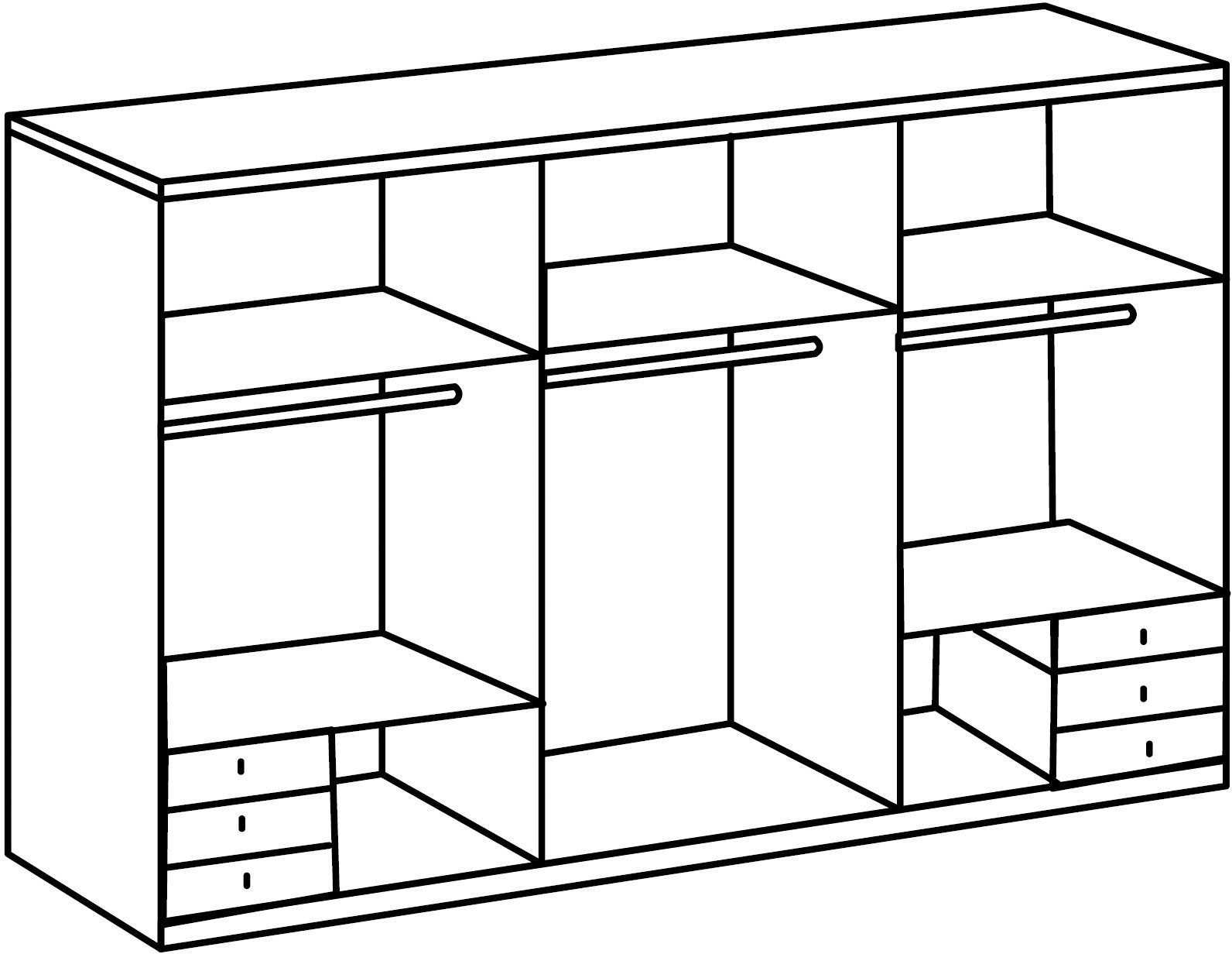 mit Spiegel Wimex Schwebetürenschrank Seattle Hickory/Spiegel Schubladen und eichefarben