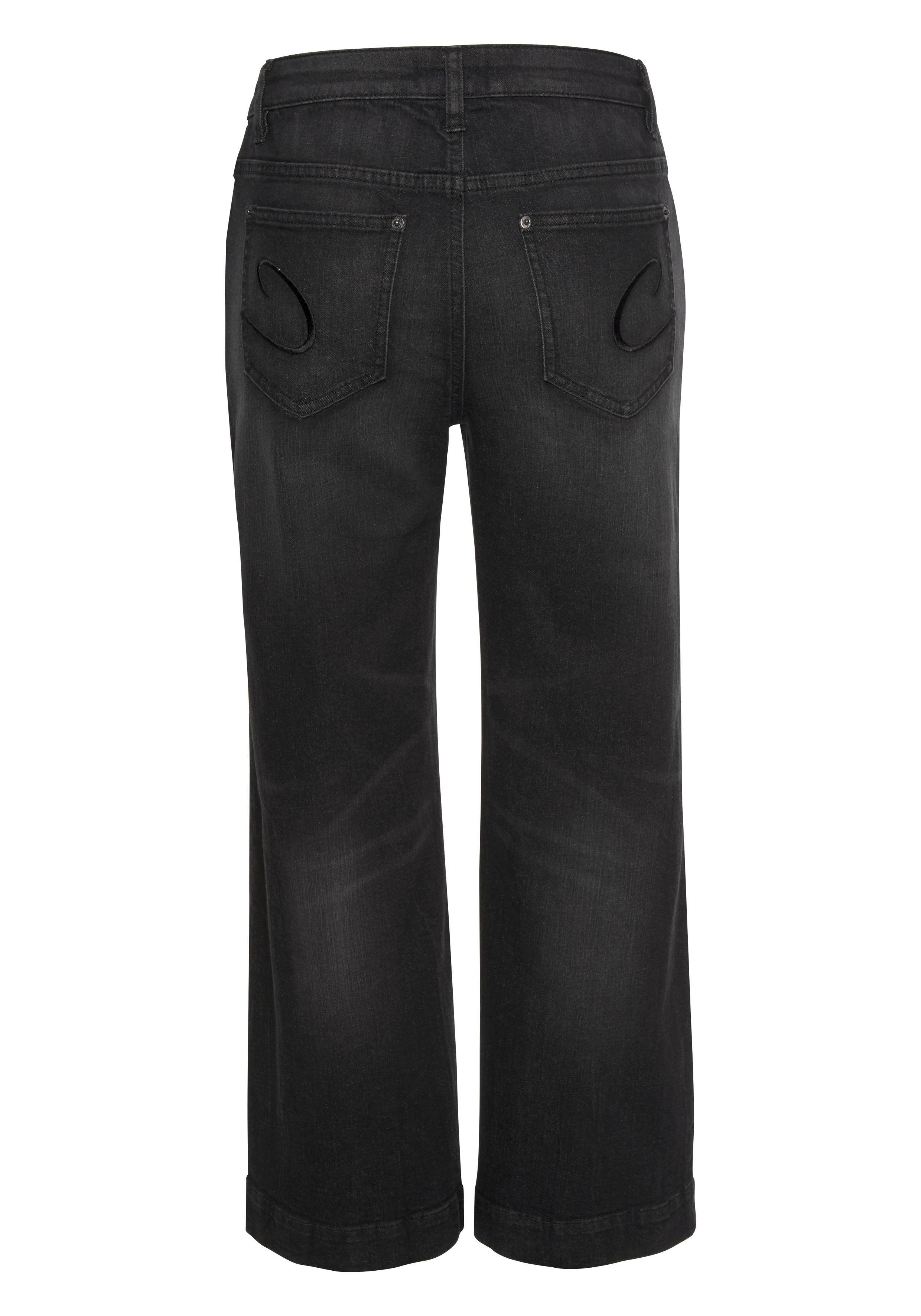 Aniston CASUAL in Used-Waschung 7/8-Jeans black
