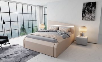 Sofa Dreams Boxspringbett Nelassa Bett Kunstleder Premium Komplettbett mit LED Beleuchtung, mit Topper, mit Matratze