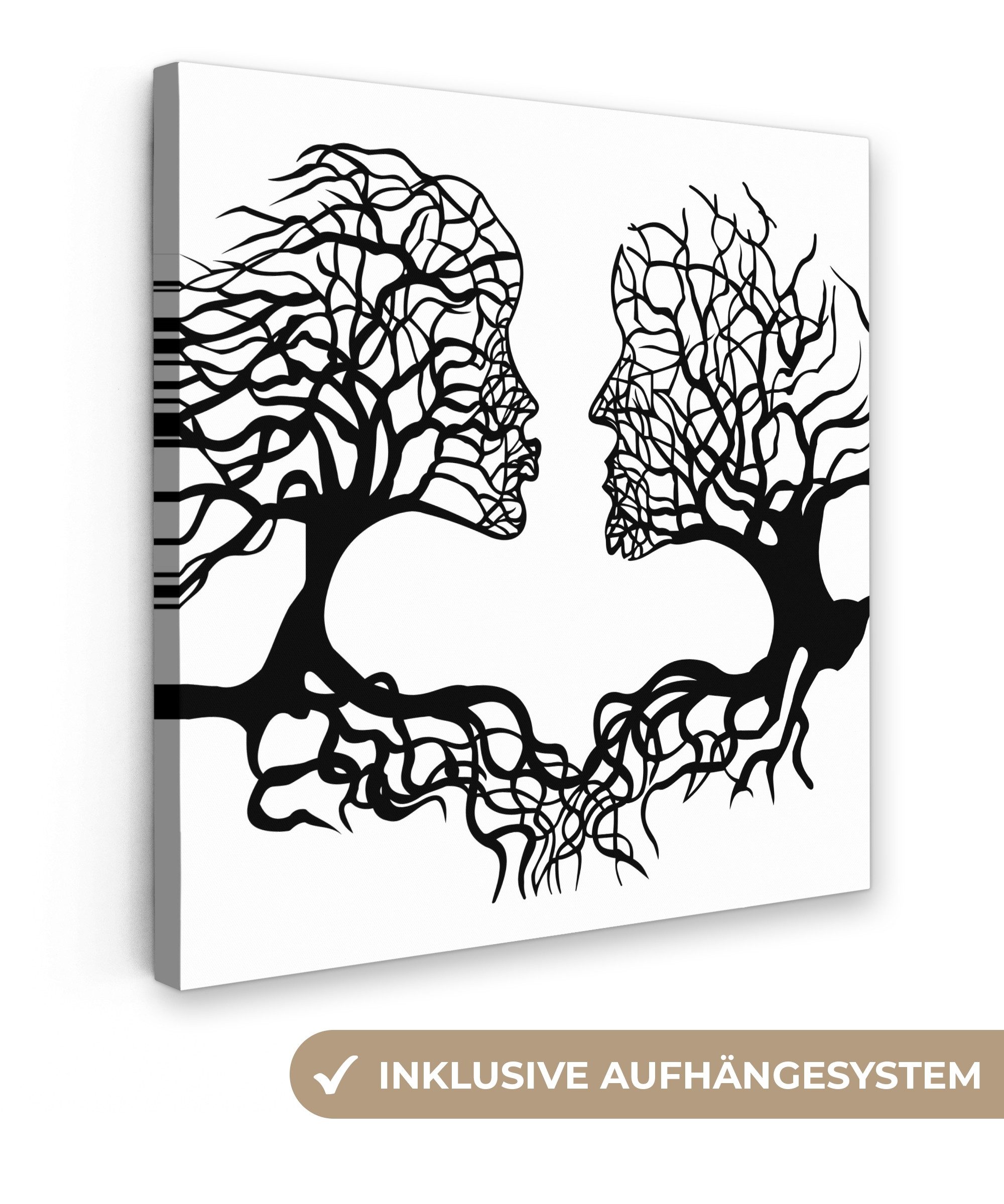 OneMillionCanvasses® Leinwandbild Bäume - Gesicht - Kunst - Abstrakt, Fotodruck (1 St), Wandbild, Deko Schlafzimmer Wohnzimmer Flur 20x20 cm