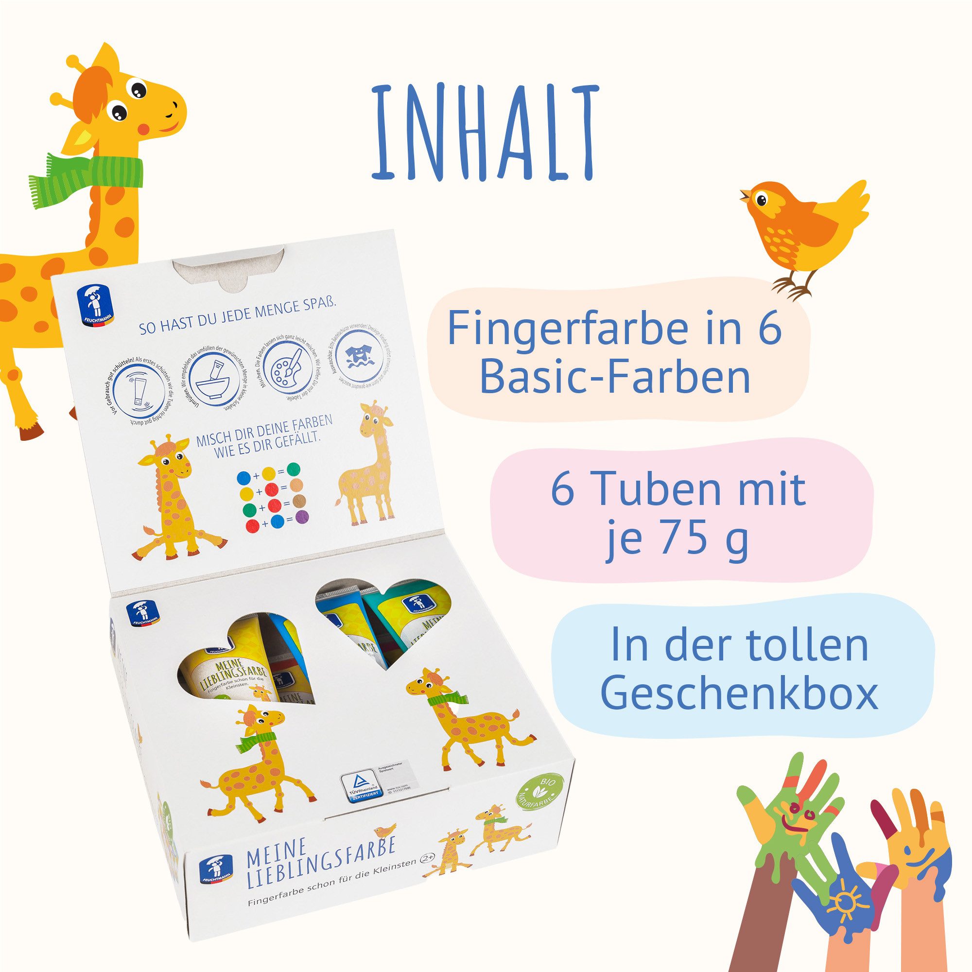 Feuchtmann Fingerfarbe MEINE LIEBLINGSFARBE Basic, sichere Naturfarbe auf Wasserbasis