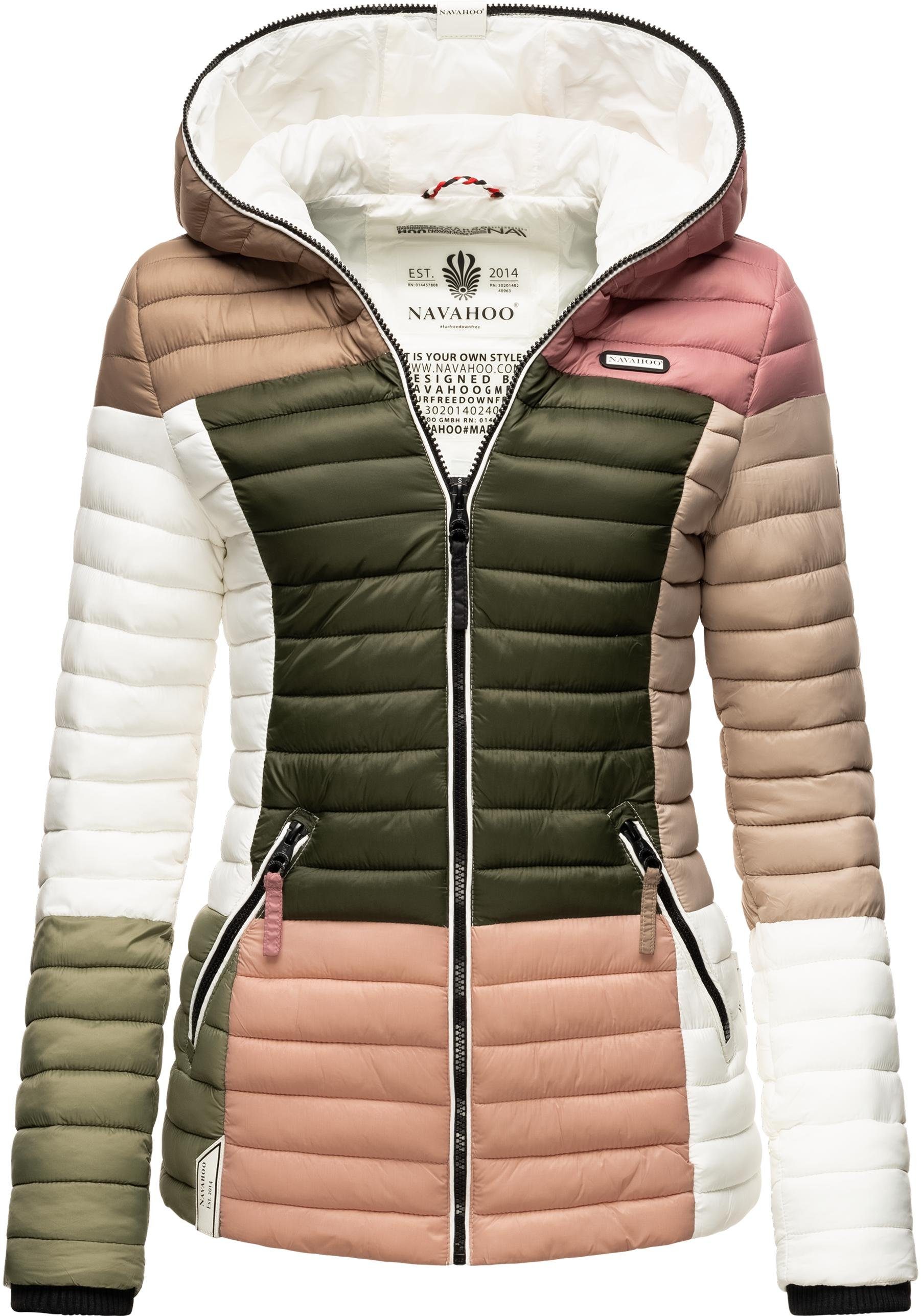 m. Kapuze natur stylische Übergangsjacke Navahoo Colorblocking Steppjacke Multikulti