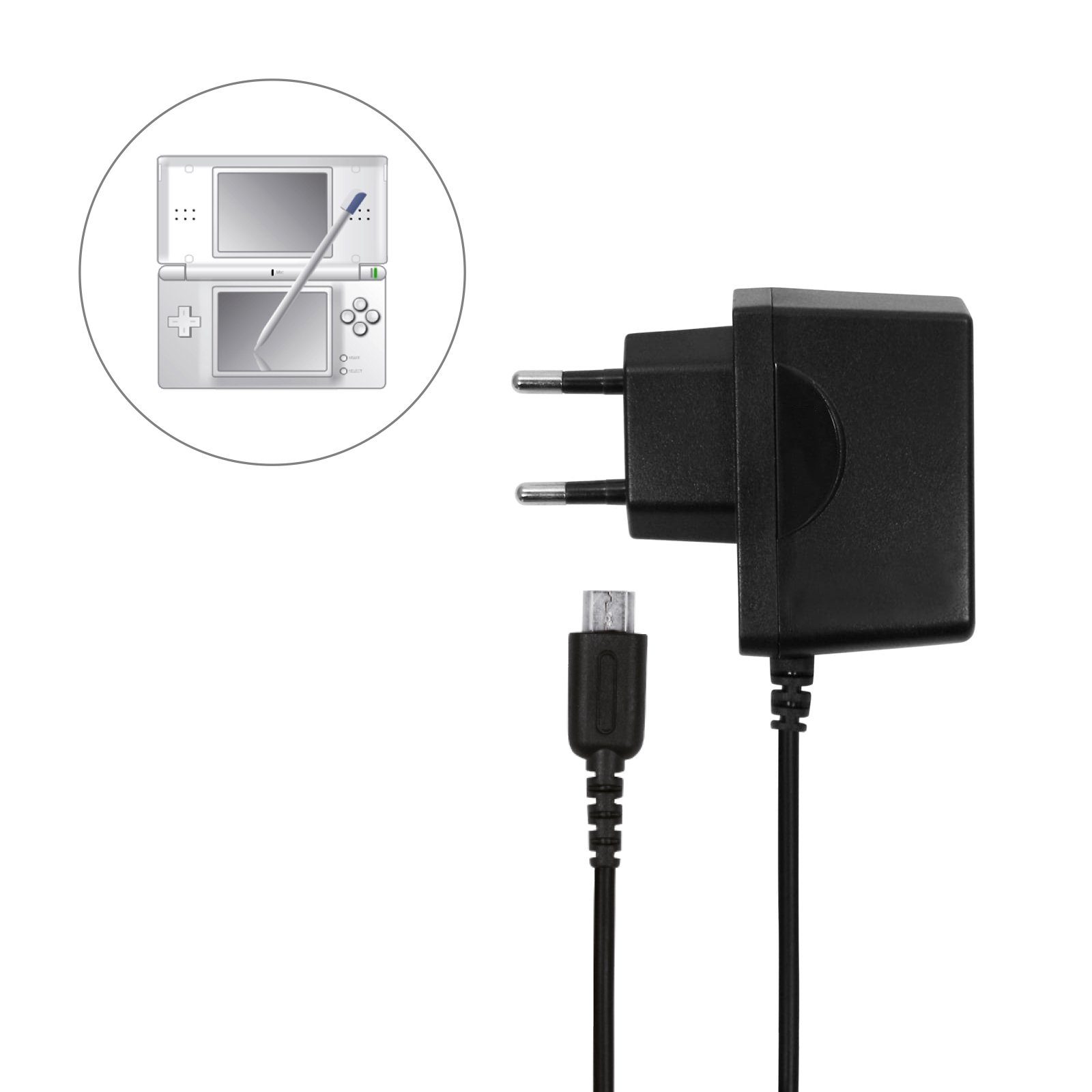EAXUS Ladekabel für Nintendo DS lite Konsolen-Ladestation (1000,00 mA, Netzteil mit 1000 mA Schnellladung für NDSL) – Bild 2 von 4