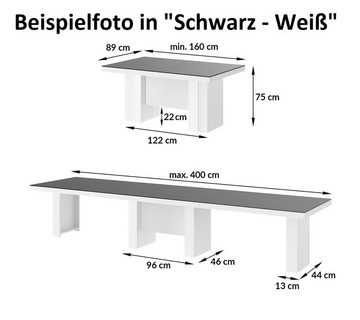 designimpex Esstisch Design Konferenztisch Tisch HLA-111 Hochglanz XXL ausziehbar 160-400cm