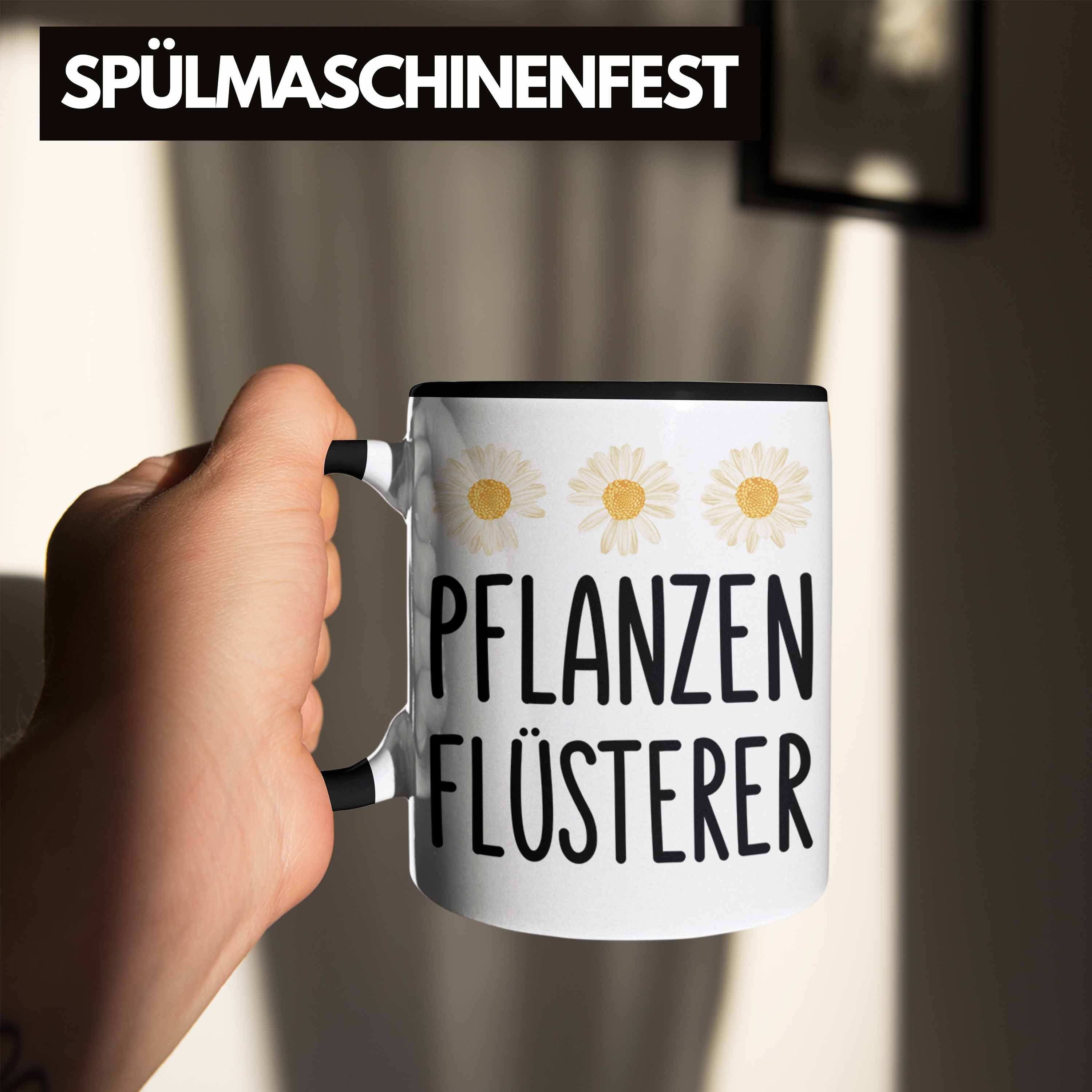 Pflanzenflüsterer Lustig Tasse Gärtner Geschenkidee Spruch Trendation mit - Gärtnerin Tasse Geschenk Garten Trendation Hobbygärtner Schwarz