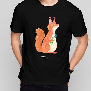 Mr. & Mrs. Panda T-Shirt Eichhörnchen Blume - Schwarz - Geschenk, Männer, Gute Laune, Tiermoti (1-tlg)