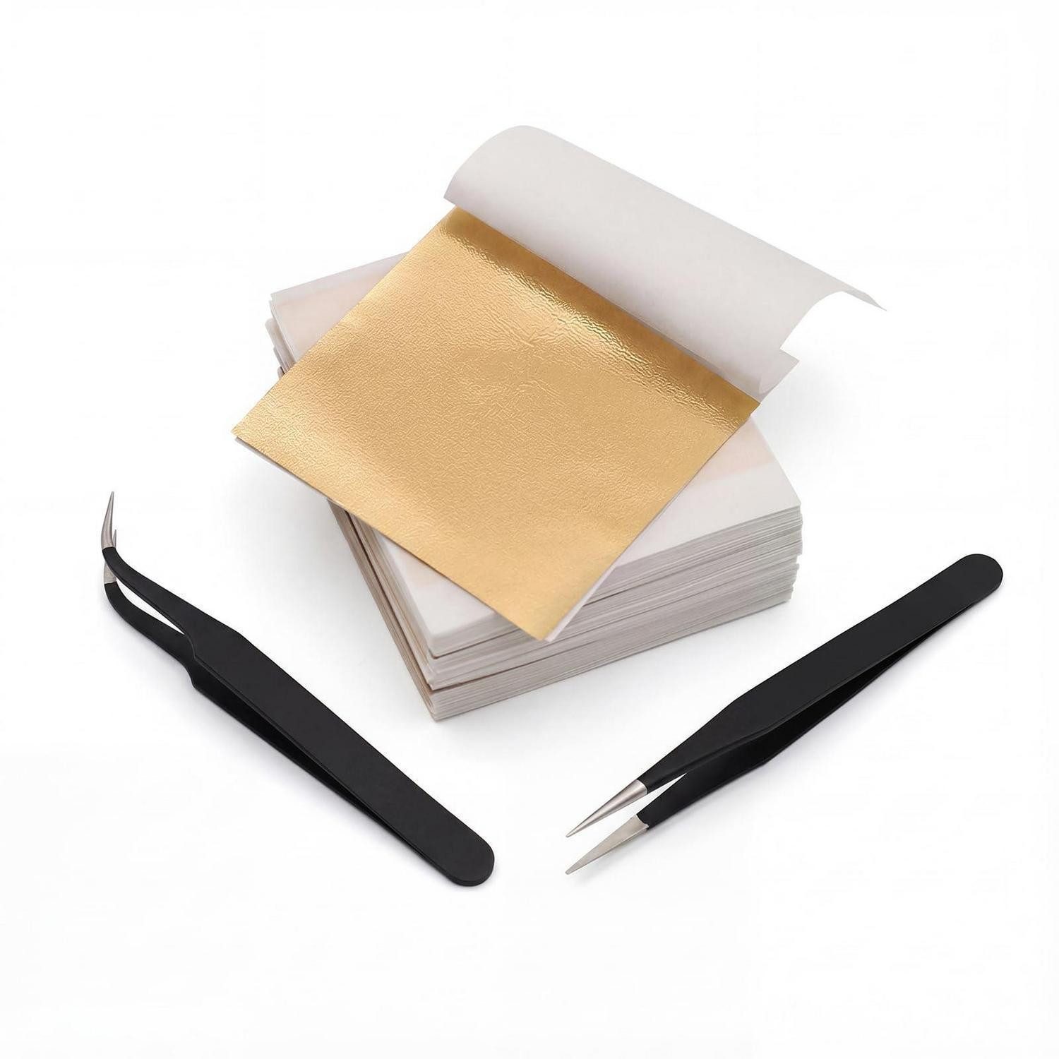 LuxusKollektion Blattgold Blattgold Bastelset 200 Blatt 8.5x8cm Goldfolie
