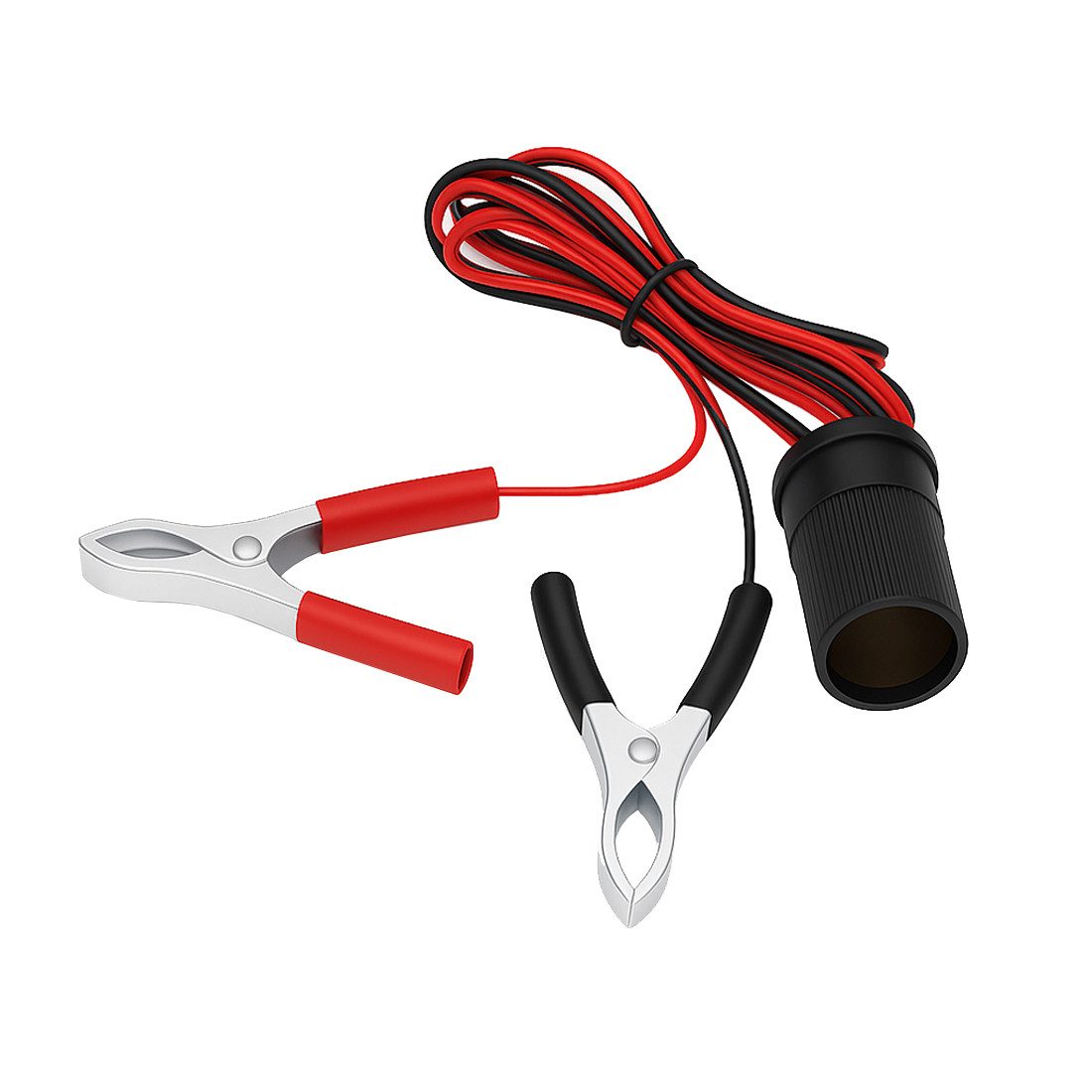 Bolwins Q46C 12V Auto Batterieklemme Zigarettenanzünder Verlängerungskabel KFZ Stromkabel, Batterieklemmen (rot/schwarz, Krokodilklemmen), Zigarettenanzünder-Buchse (12V) (150 cm), direkter Batterieanschluss, universell für 12V Fahrzeuge