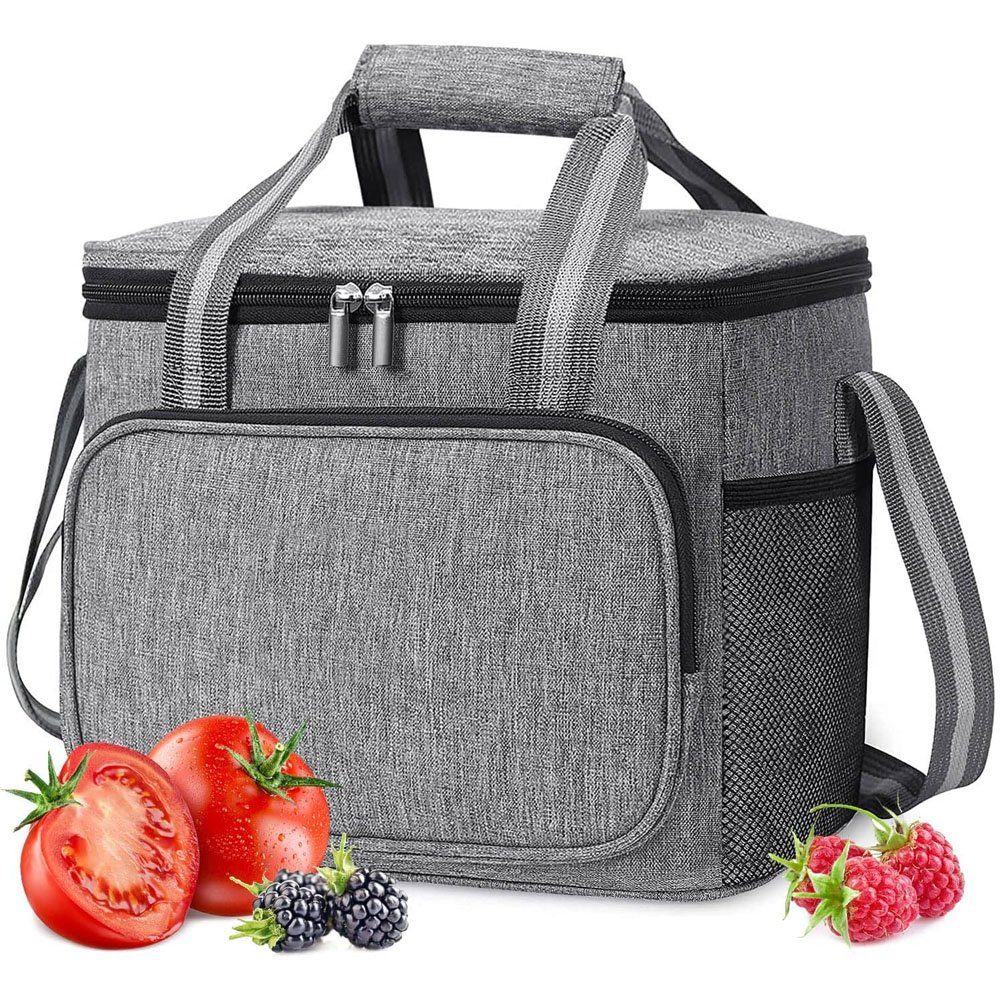 Sarfly Kühltasche 15L Kühltasche Picknicktasche Lunchtasche -klein faltbare Kühltaschen, für Unterwegs, Mittagessen, Büro, Arbeit, Picknick, Ausflug, Strand gray